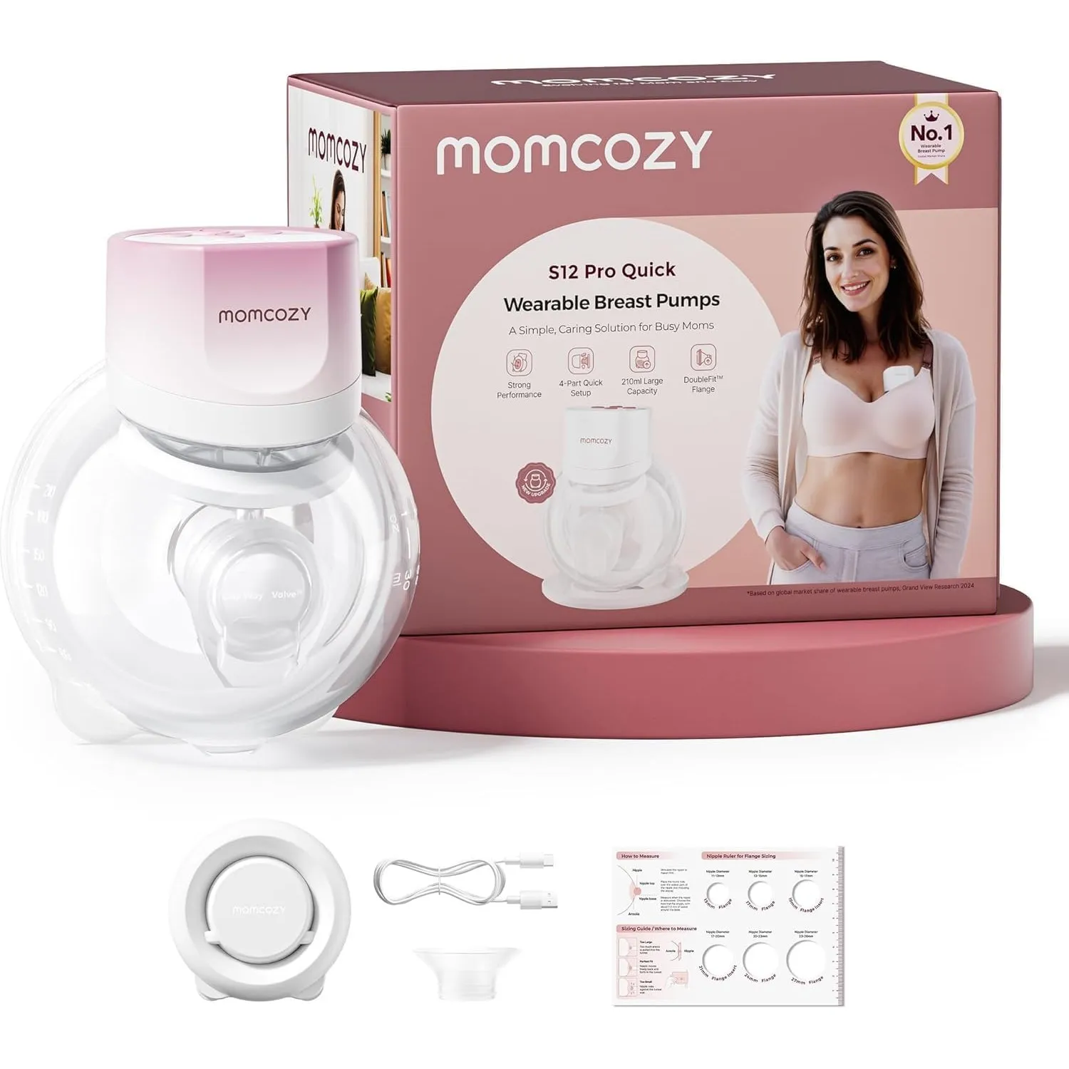 Momcozy Milchpumpe Elektrisch S12 Pro Quick, Freihändig breast pump electric, Tragbare Milchpumpe Elektrisch mit Double…