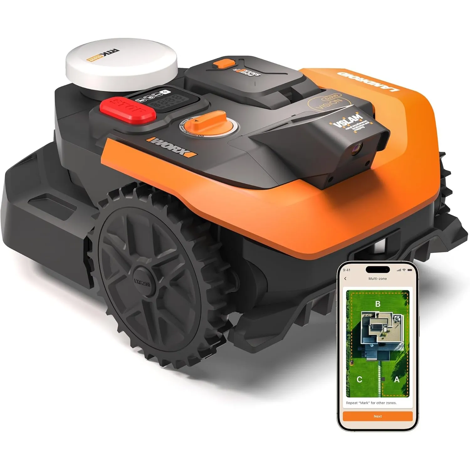 Worx Landroid Vision Cloud WR305E 2WD Mähroboter mit Garage, kabelloser Rasenmähroboter für bis zu 500 m², (KI-Hinderni…