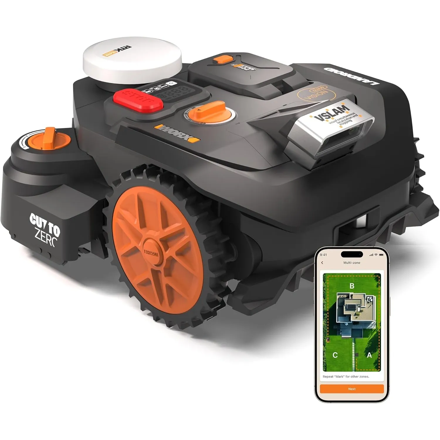 Worx Landroid Vision Cloud WR306E 2WD Mähroboter mit Garage, kabelloser Rasenmähroboter für bis zu 500 m², (KI-Hinderni…