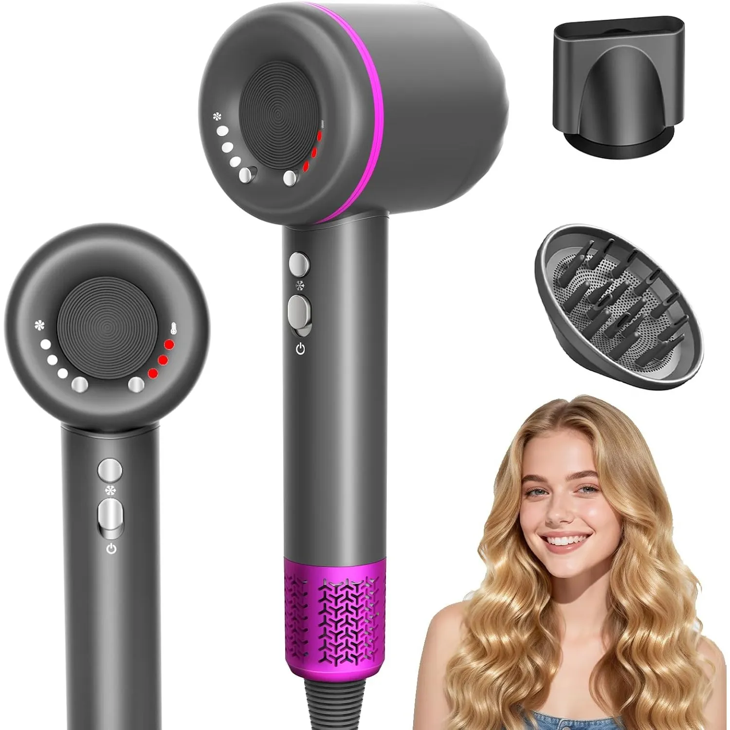 Haartrockner, 3 Min Schnelltrocknung|180.000 U/min Hochgeschwindigkeits Ionen Föhn, Hair Dryer | 300 Million Negativ Io…