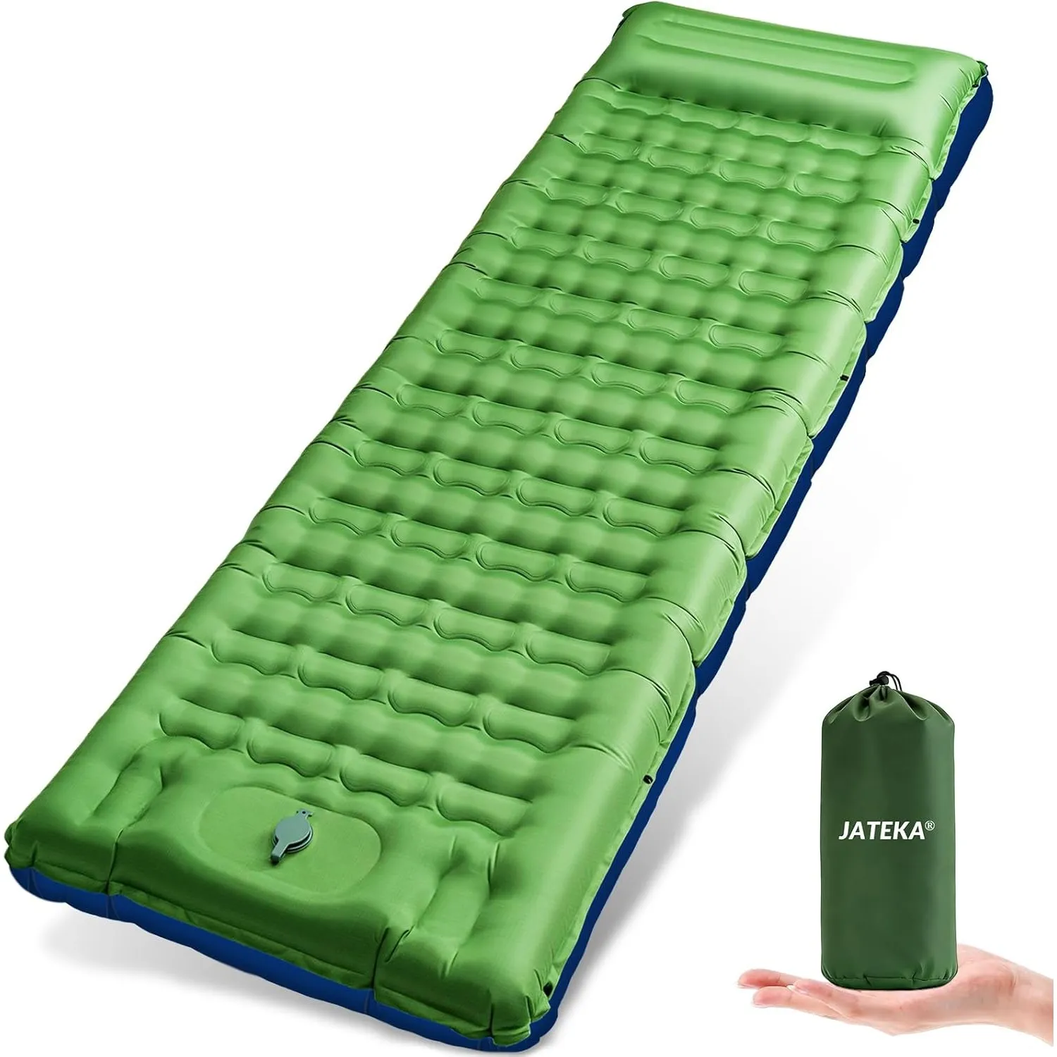 JATEKA Isomatte Camping, 12CM Aufblasbare Isomatte Mit Integrierter Fußpumpe, Outdoor Camping Luftmatratze, 75D Ripstop…
