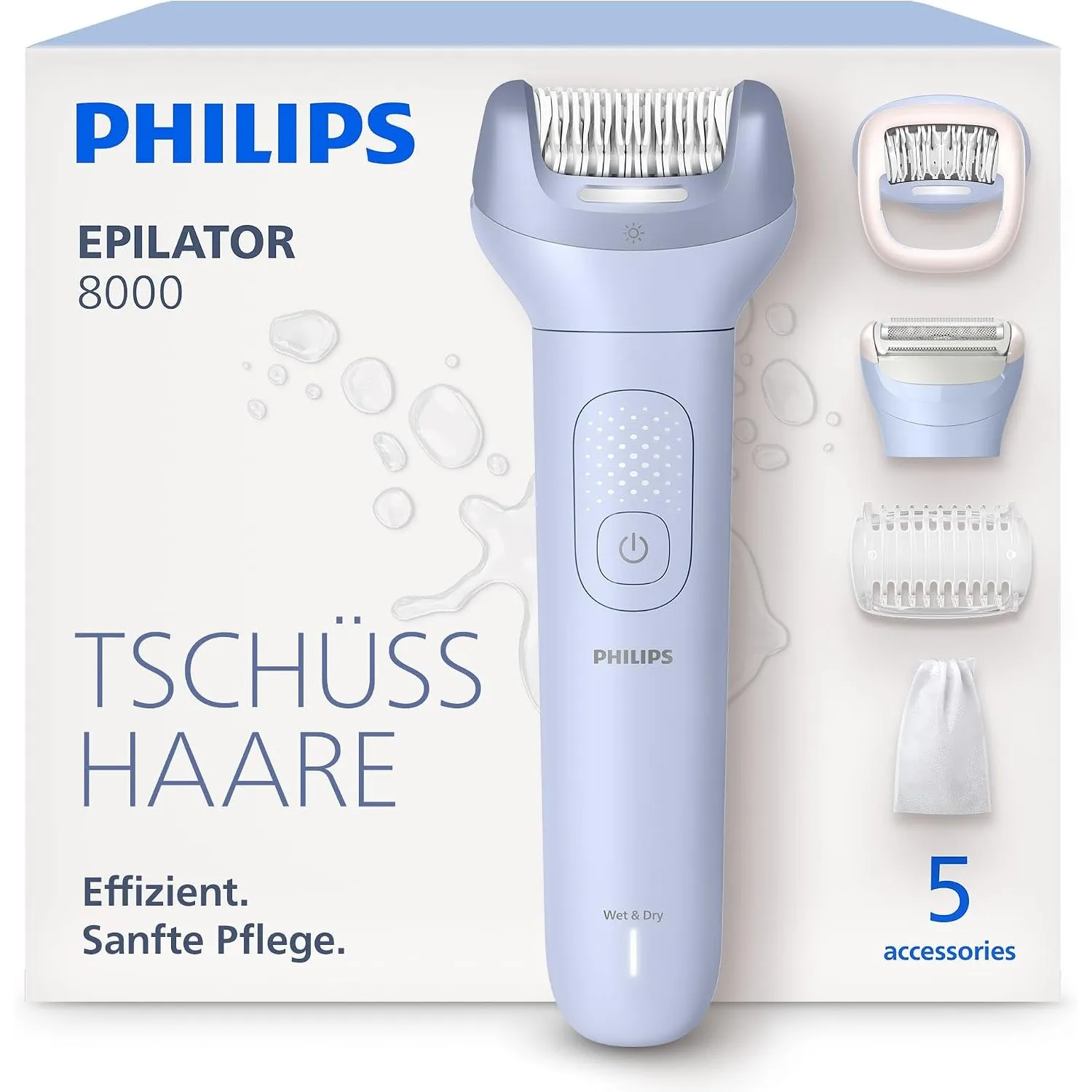 Philips Epilierer Series 8000 - Kabelloser Epilierer für Nass- und Trockenanwendung, Haarentfernung für Beine und Körpe…