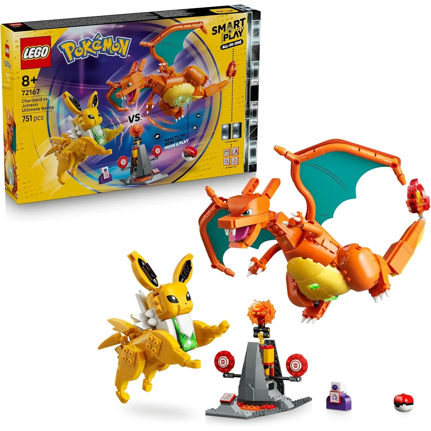LEGO Pokémon SMART Play: Ultimativer Showdown zwischen Glurak und Blitza - All-in-1 Set mit 2 SMART Bricks, 4 Tags, 2 F…