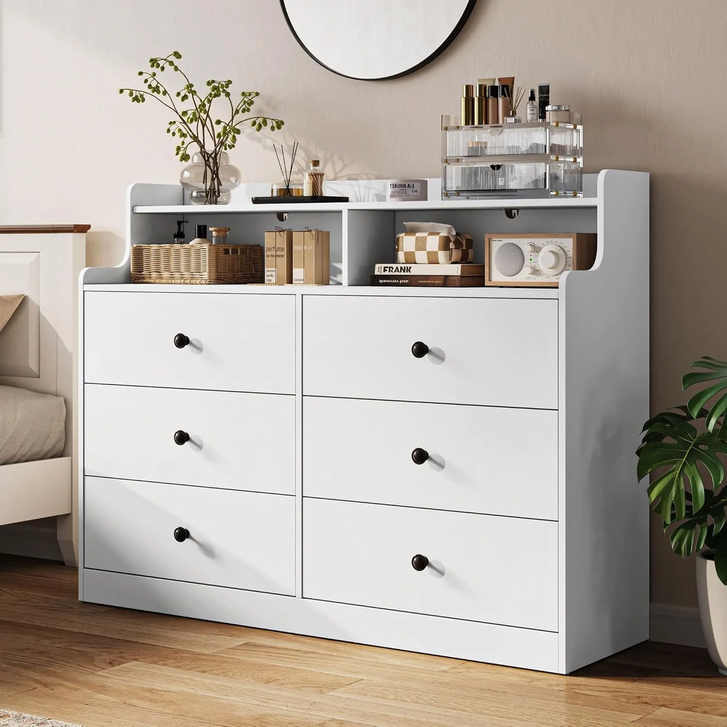 LINSY HOME Kommode mit 6 Schubladen, Weiß – Hochwertiger Schubladenschrank aus Holz, Wäschekommode fürs Schlafzimmer, M…