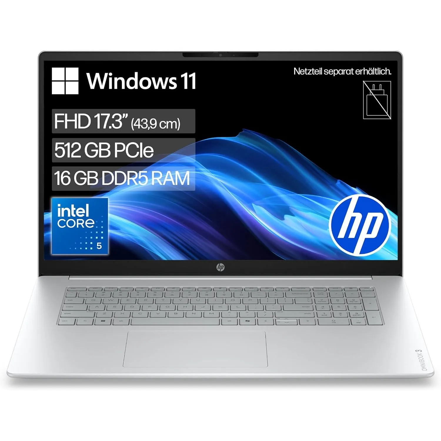 HP OmniBook 3 Laptop, 17,3" FHD, Intel Core 5, 16GB RAM, 512GB SSD