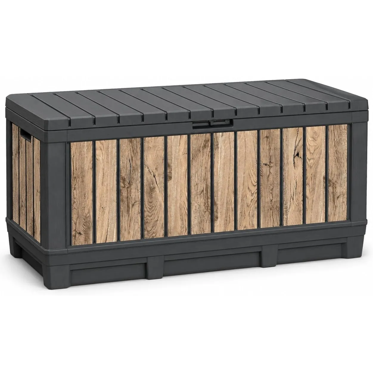 Koll Living Gartenbox Kentwood 350 Liter Stauraum in Holzoptik Pinie | Aufbewahrungsbox mit Sitzfunktion für Sitzauflag…