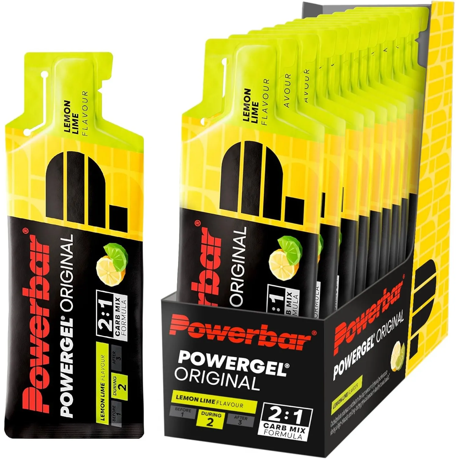 Powerbar - PowerGel Original - Lemon Lime - 12x41g - High Carb Energie Gel - Natrium - koffeinfrei
