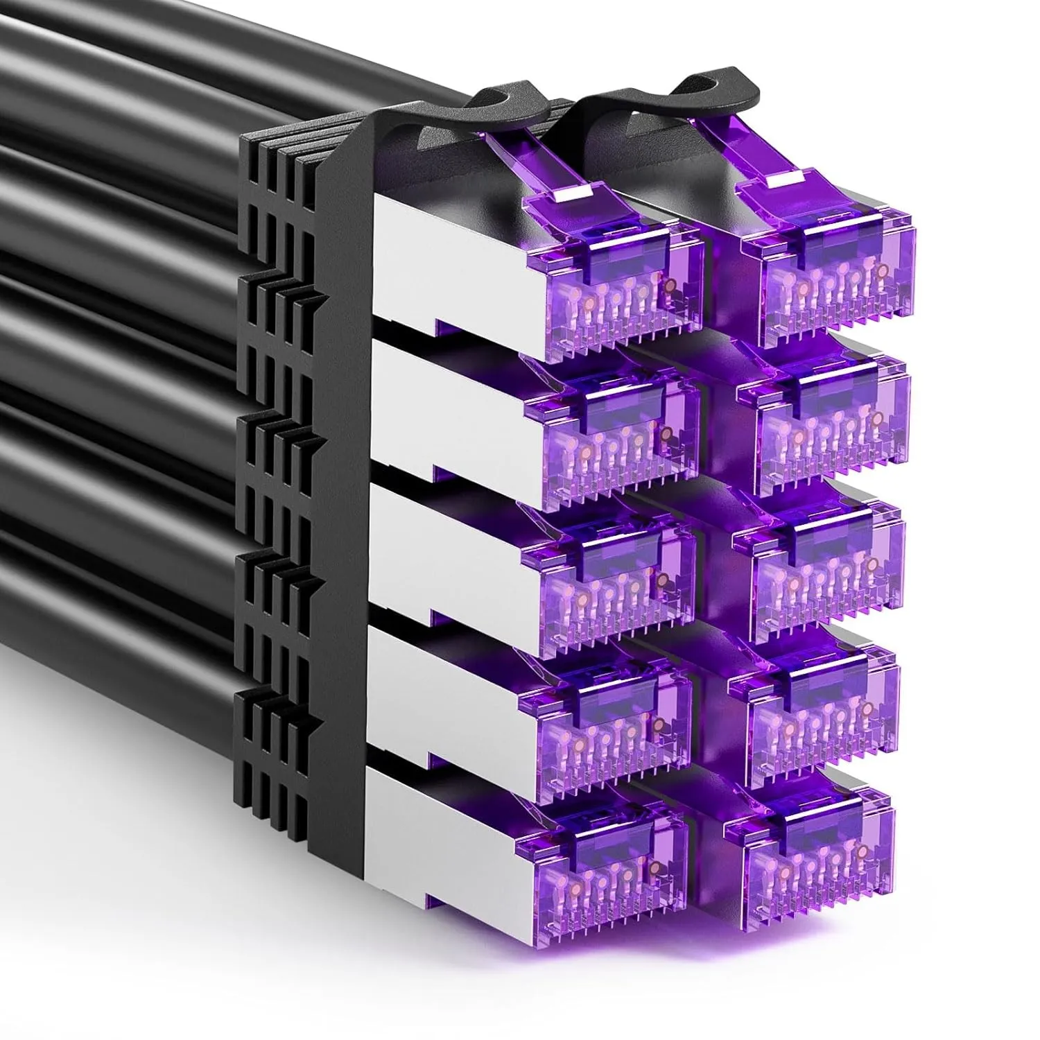FGB 10 Gbps Patchkabel 0,3m x10, RJ45 Netzwerkkabel CAT 7- Schwarz