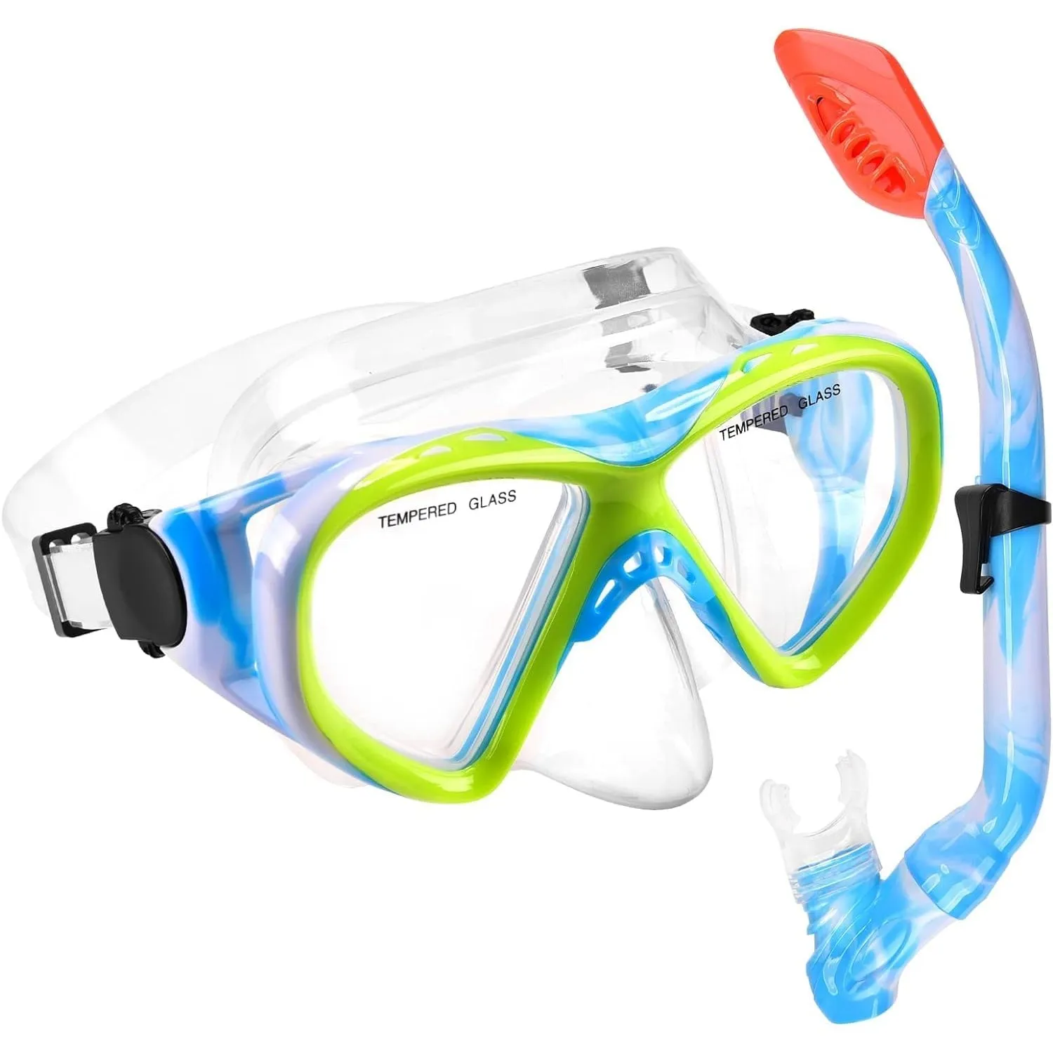Schnorchelset Kinder, Taucherbrille Kinder mit Schnorchel Anti Leck Anti Fog HD Tauchmasken Dry Schnorchel für 4-13 Jah…