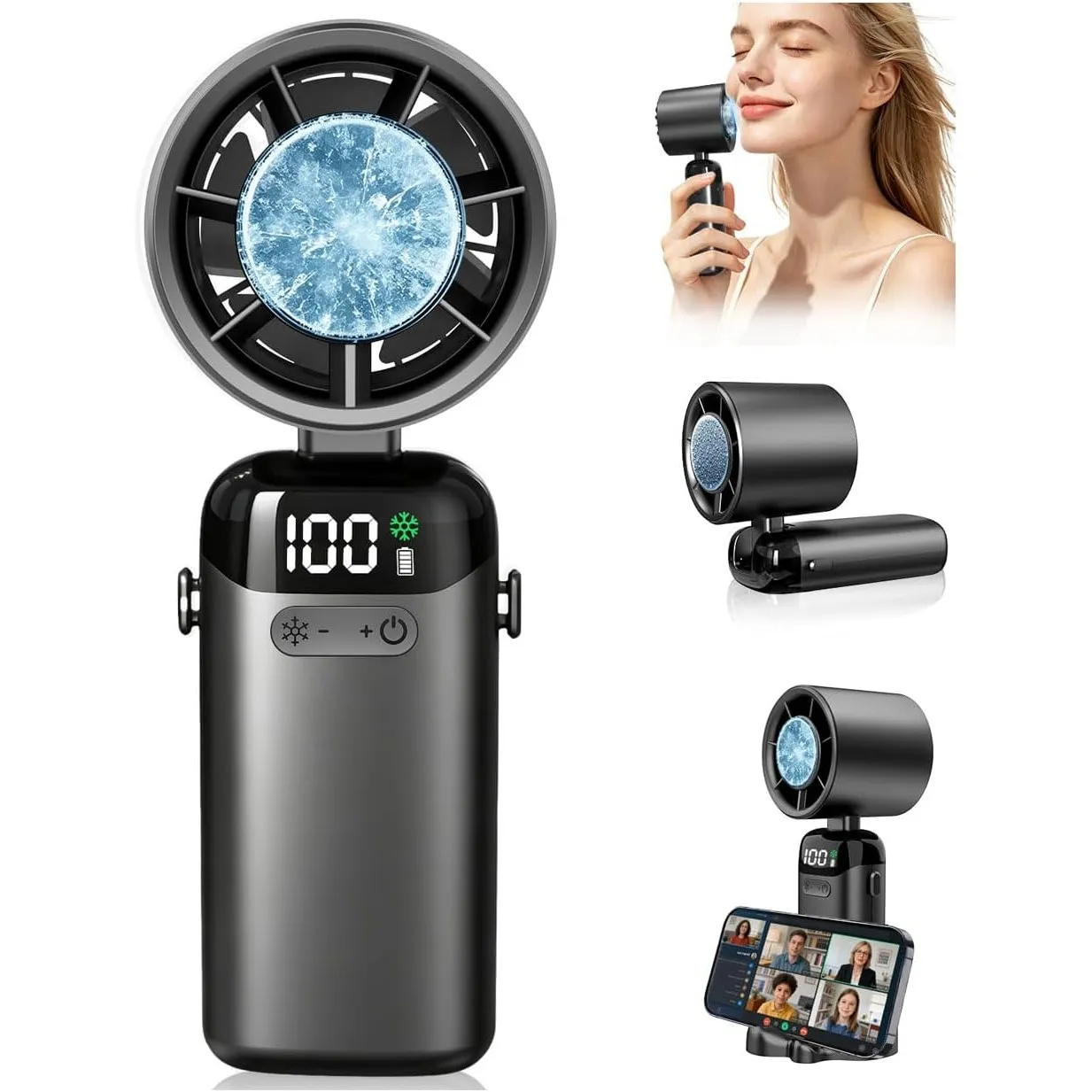 DDKJ Handventilator, Tragbarer Turbo Mini Ventilator mit Kühlung, 4000mAh(10Std.) & LED-Anzeige, 5 Stufen+199 Stufenlos…