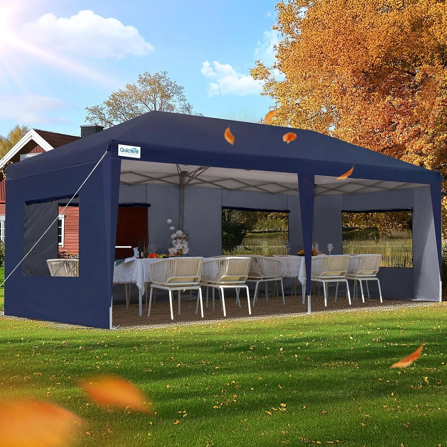 Quictent Faltpavillon 3x6m wasserdicht | Partyzelt, Gartenpavillon, stabil, mit Seitenwänden, UV-Schutz 50+, Tragetasch…