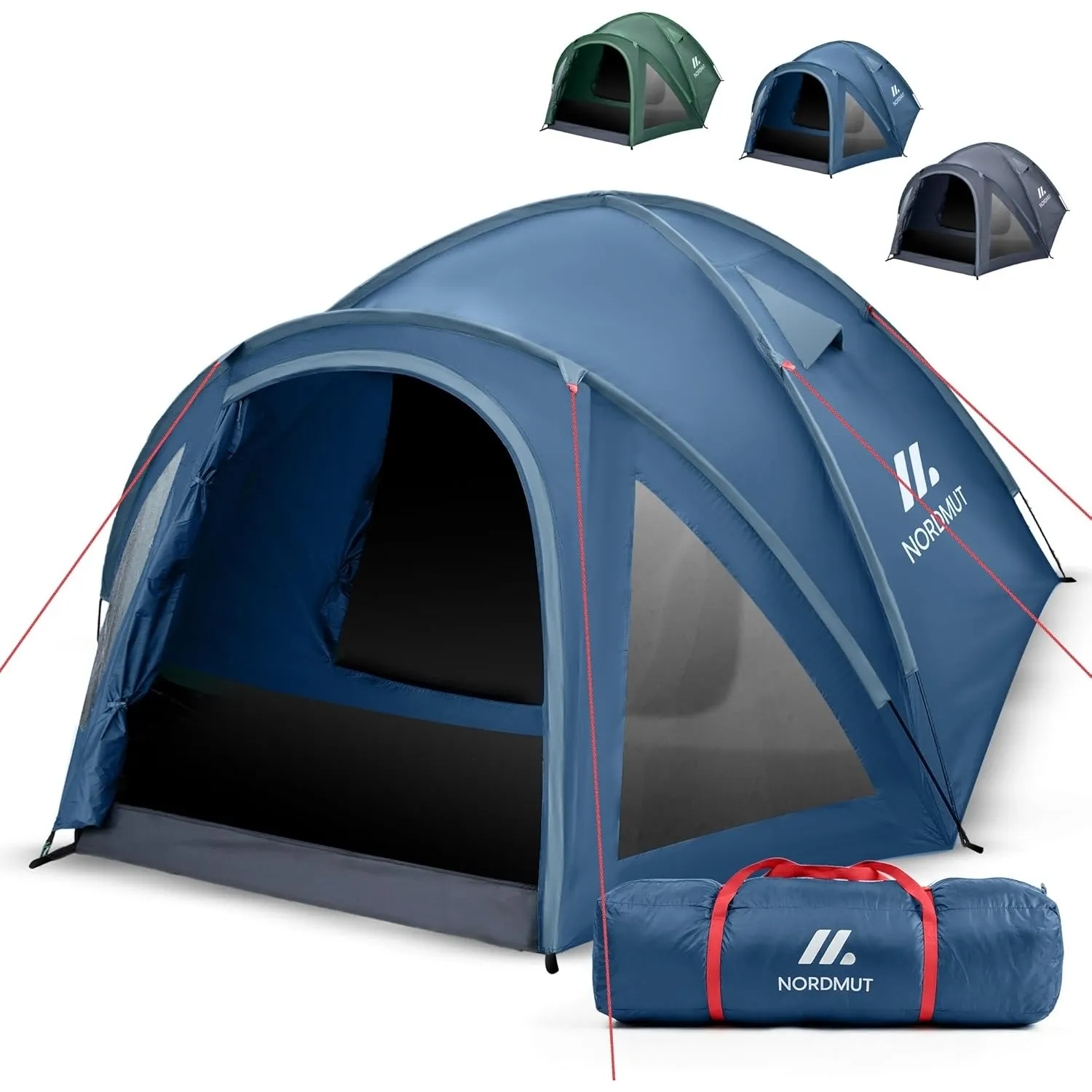 NORDMUT® Campingzelt für 2-4 Personen wasserdicht & leicht – Kuppelzelt mit verschließbarem Vorraum – 2-4 Mann Zelt mit…