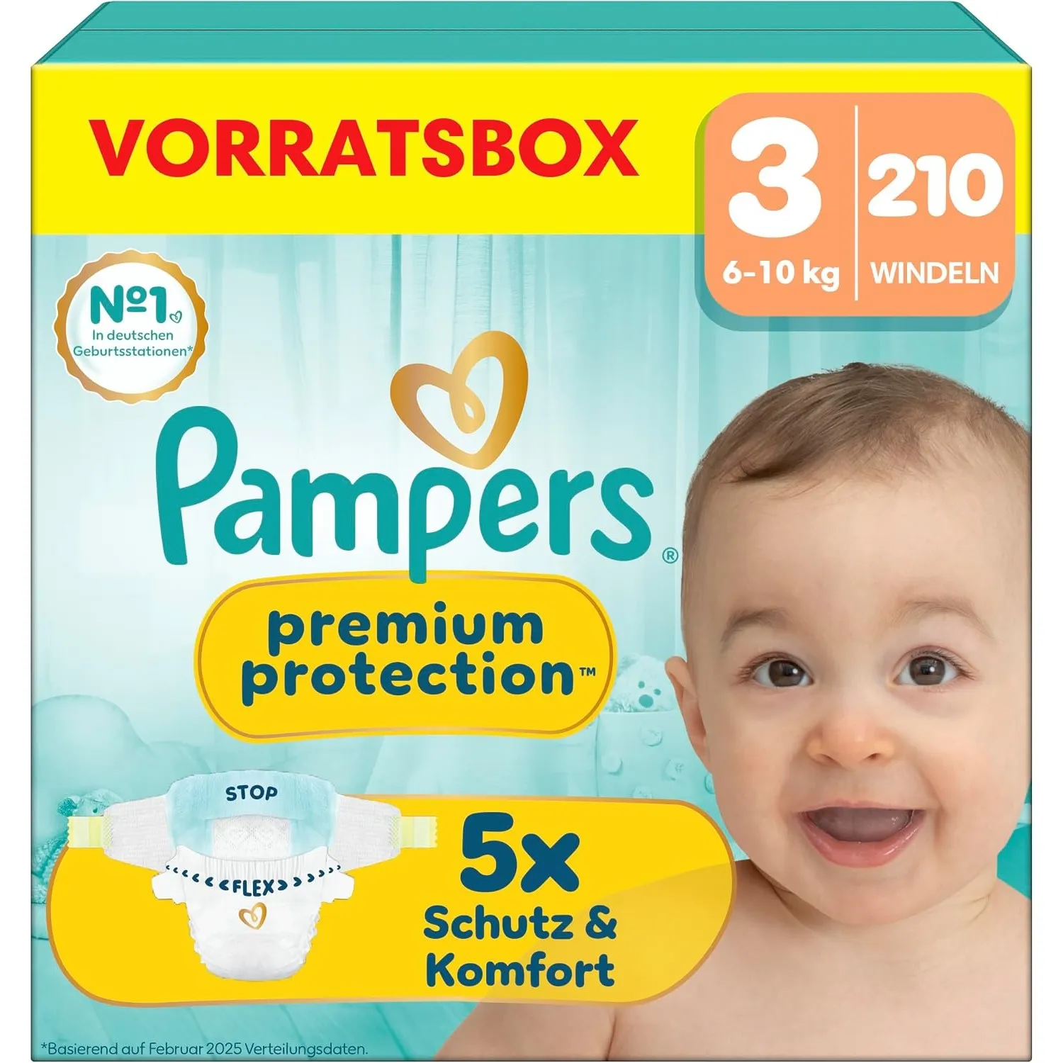 Pampers Premium Protection Größe 3, 210 Windeln, 6kg-10kg