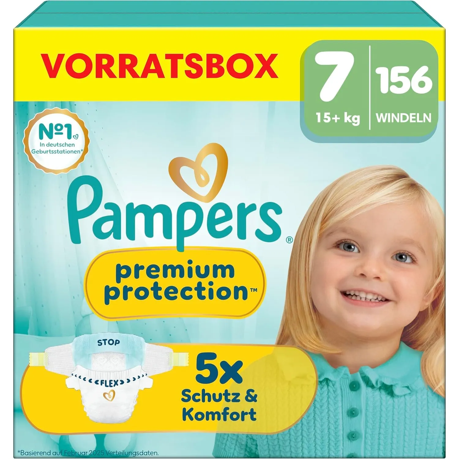 Pampers Premium Protection Größe 7, 156 Windeln, 15kg+