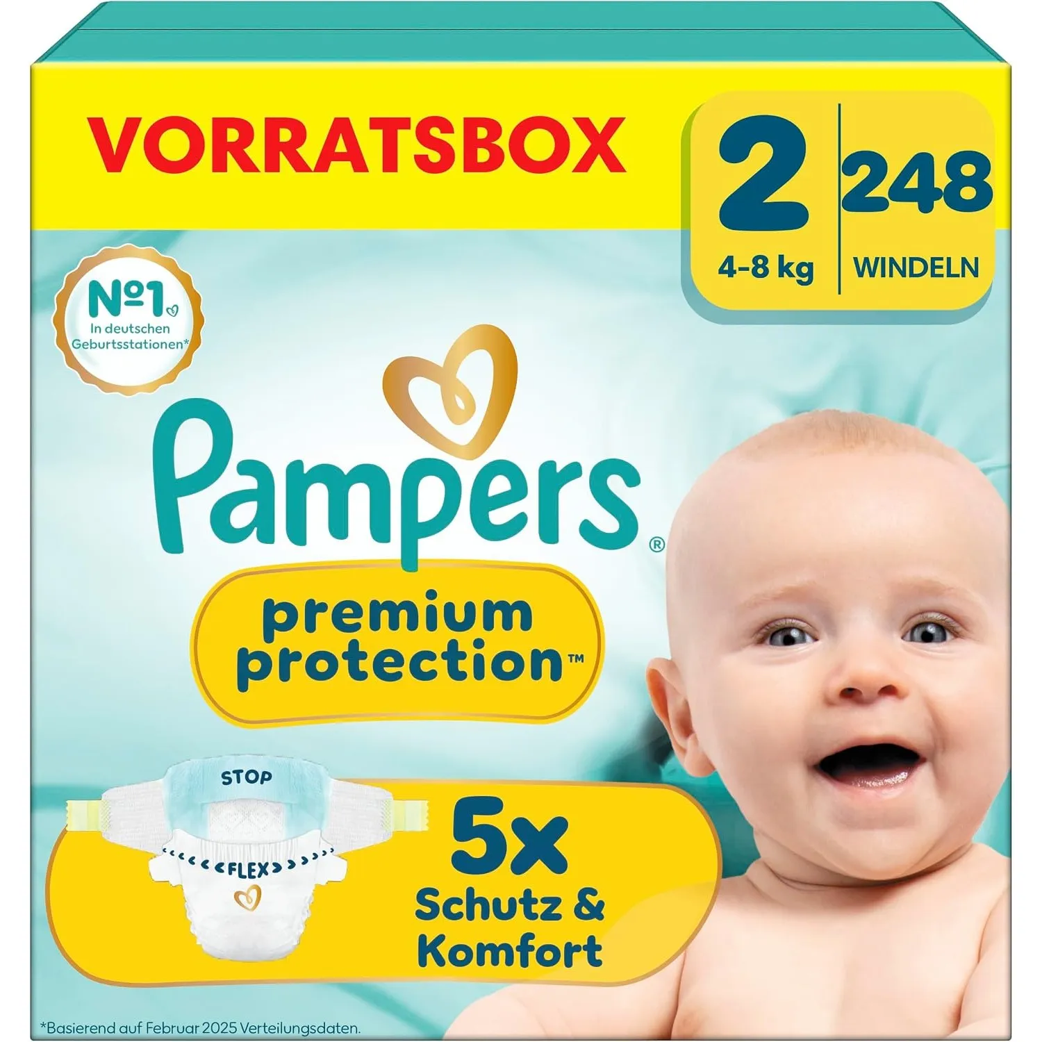 Pampers Premium Protection Größe 2, 248 Windeln, 4kg-8kg