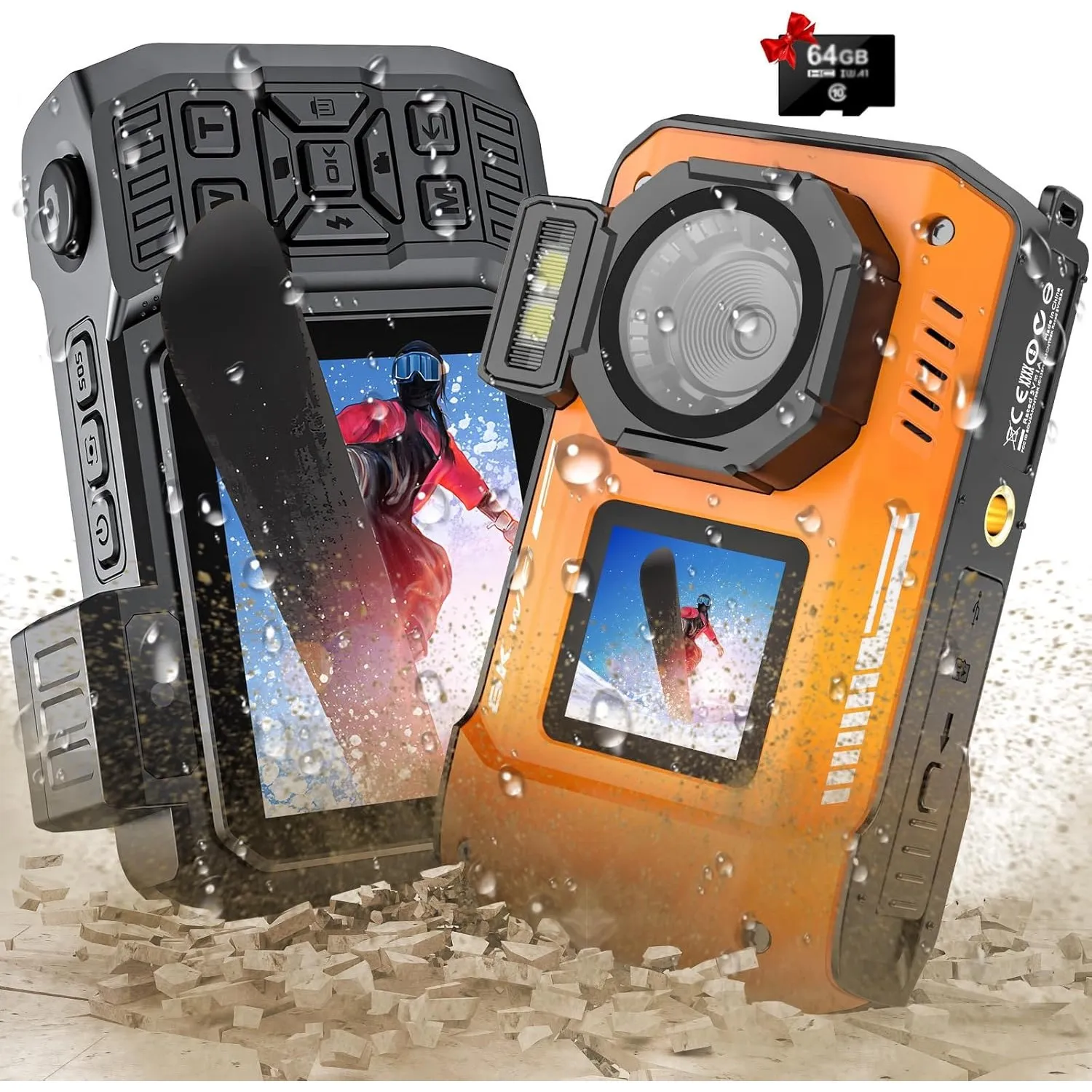 Digitalkamera, 8K Unterwasserkamera, 70MP Autofokus 33FT WiFi Digitalkamera wasserdichte mit 64GB Karte, Dual-Screen Se…