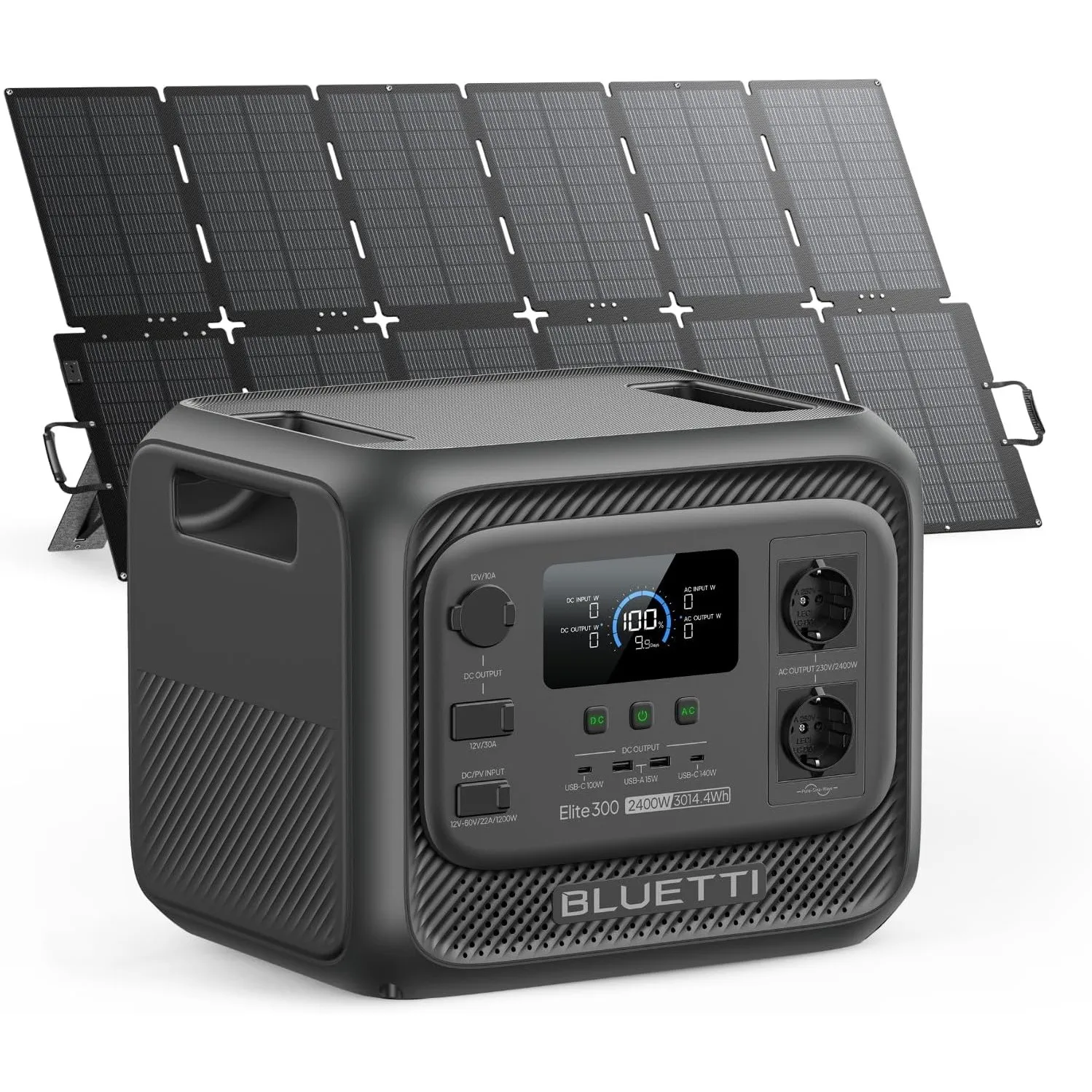 BLUETTI Elite 300 Stromgenerator mit 500W Solarpanel, 3014,4 Wh LiFePO4 Powerstation mit 2400W AC Ausgängen (4800W Surg…