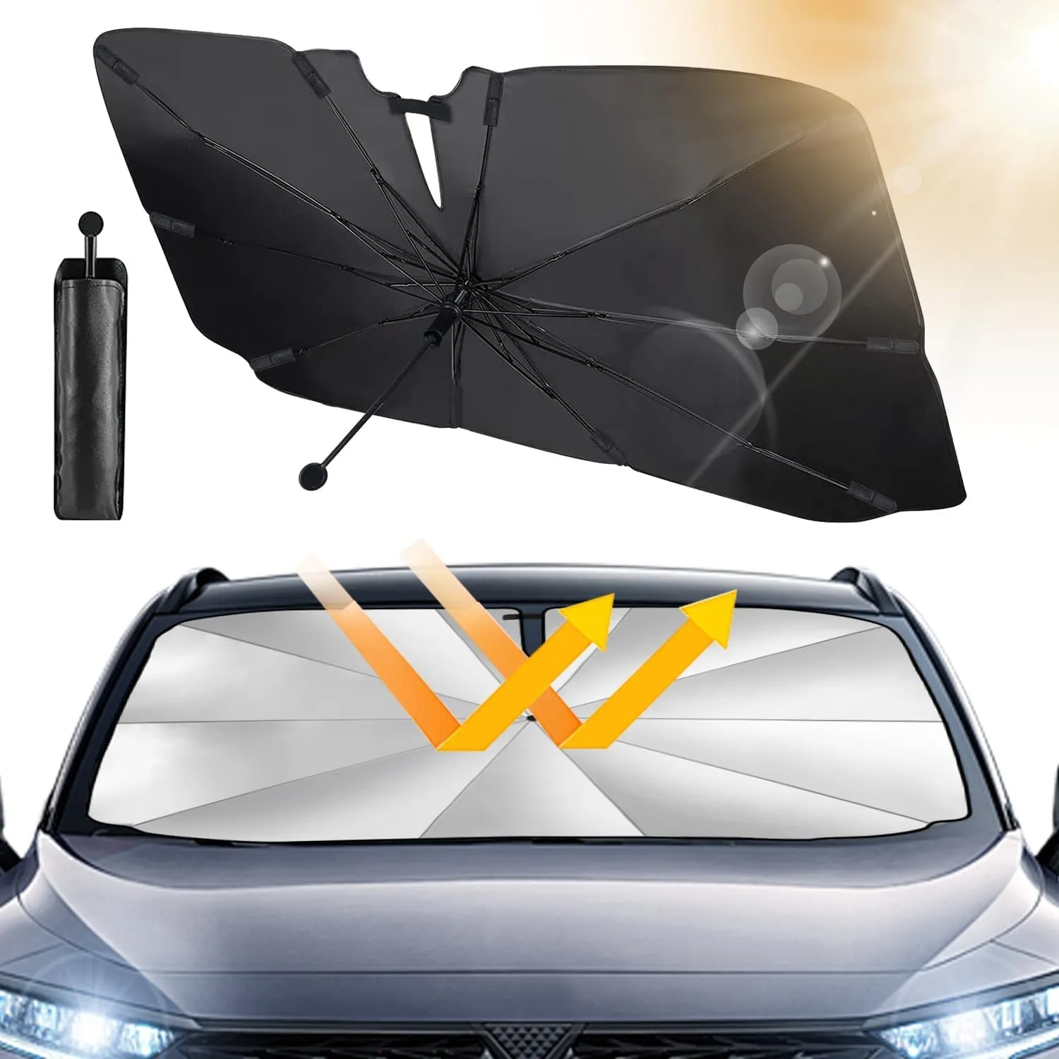 Beshine Auto-Sonnenschutz, 2026 Drehbar Faltbar Auto-Sonnenschirm - Carbonfaser-Skelett, Wärmeisolierter, Effizienter U…