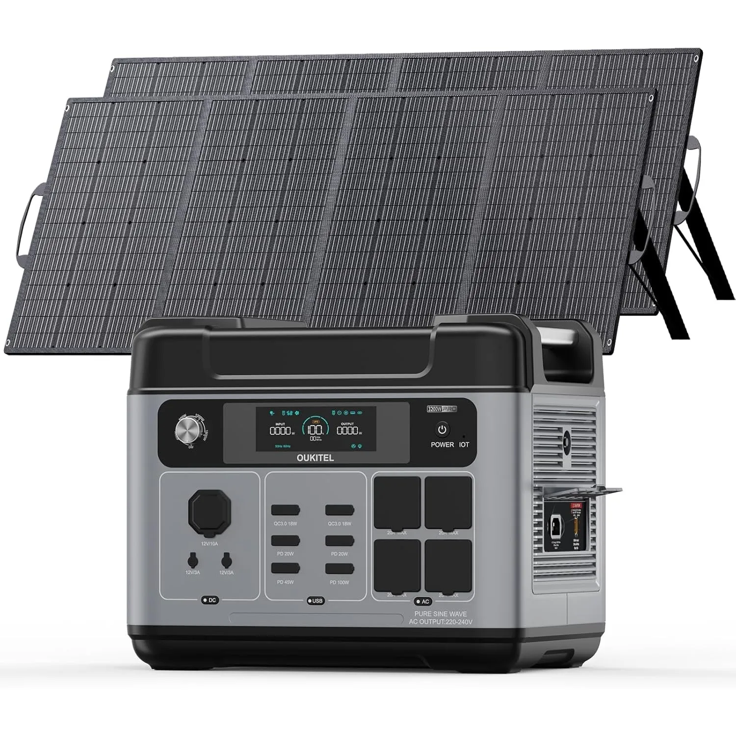 OUKITEL P2001 Pro 3200W Tragbare Powerstation Mit 2×200W-Solarpanel | 2048Wh Solargenerator mit LiFePO4 Akku, 0–80% in …