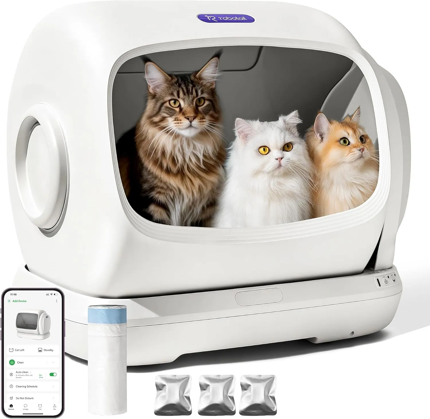 Selbstreinigende Katzentoilette Katzenklo Selbstreinigend, XXXL Extra Große Elektrisches Automatisches Katzenklo für Me…