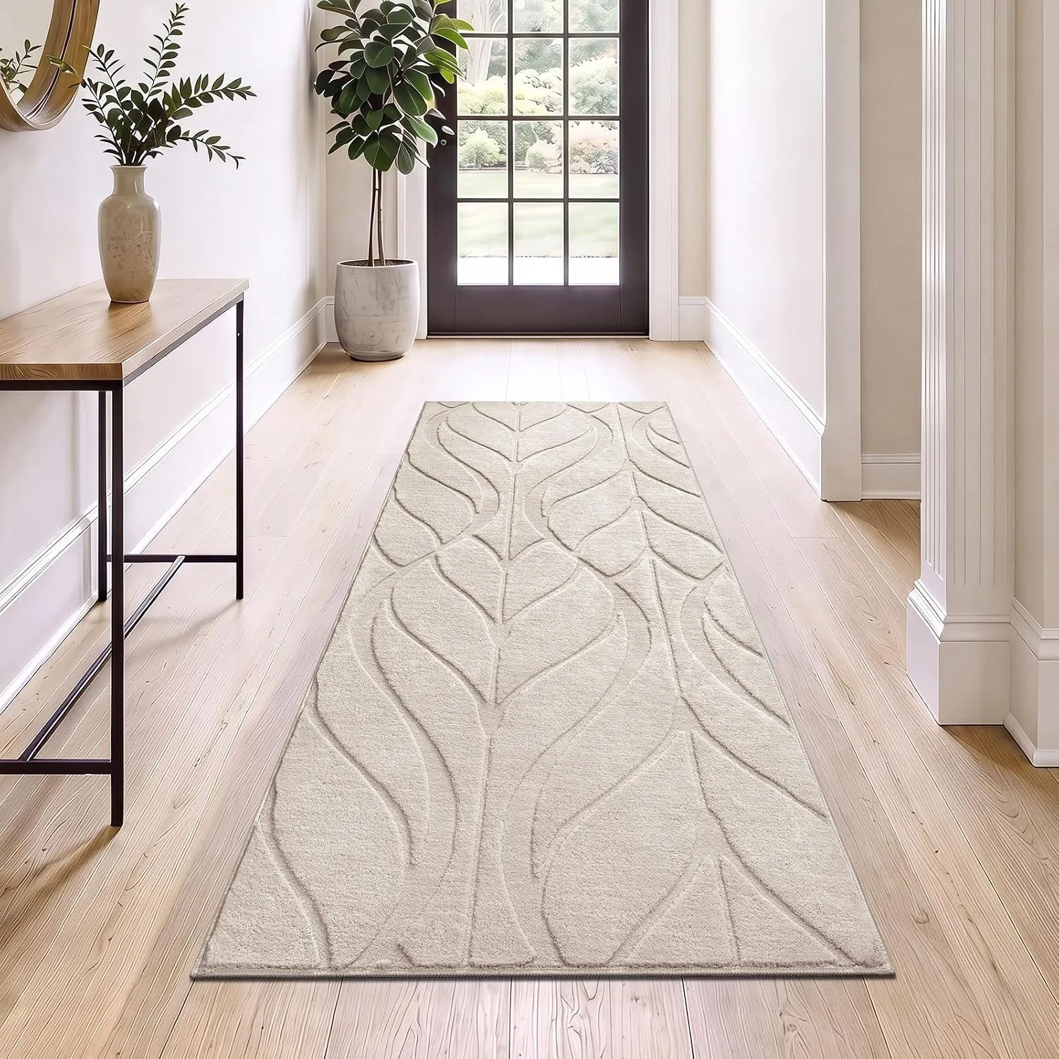 SHACOS Teppich Läufer 60x180 cm, Beige Läufer Flur rutschfest, Küchenteppich Waschbar, Teppichläufer Modern Flurteppich…