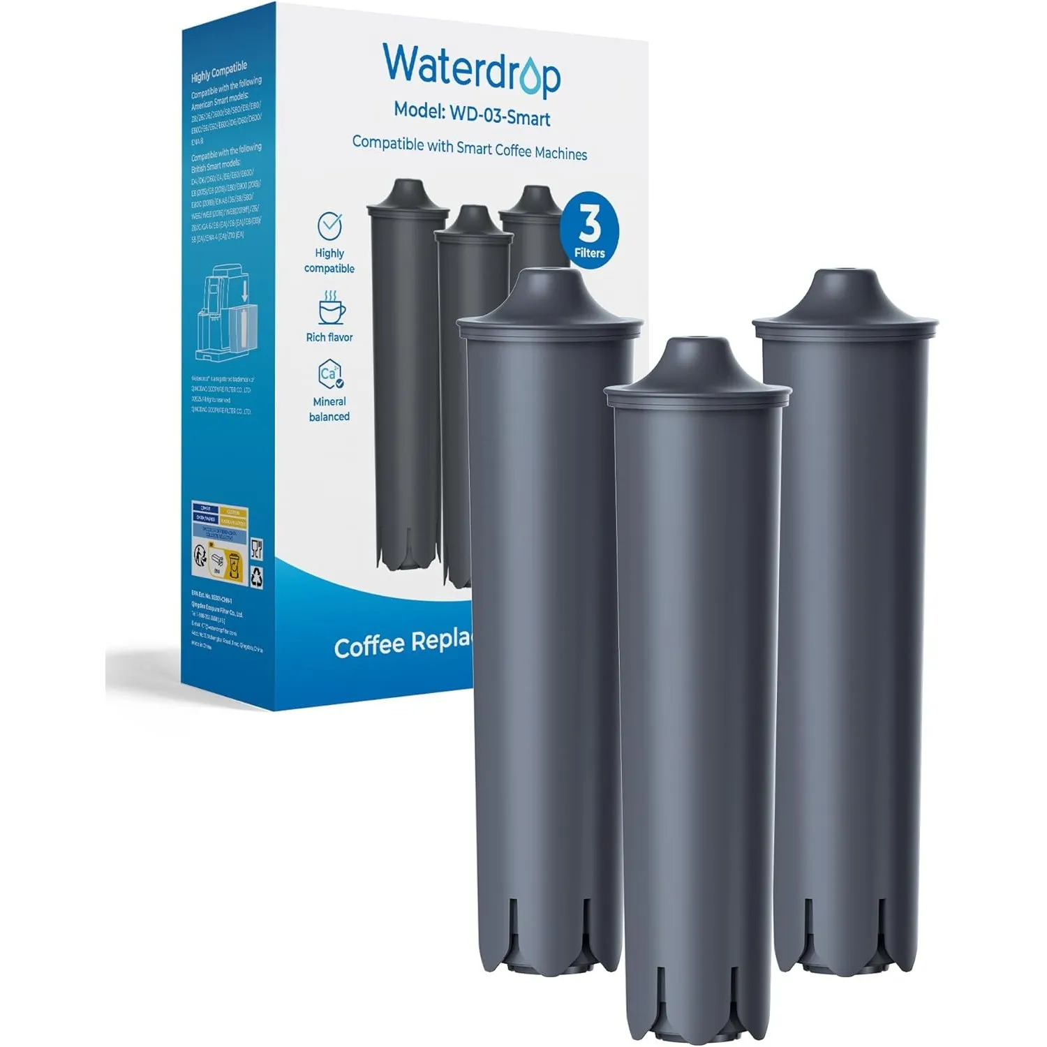 Waterdrop Wasserfilter Kompatibel mit Smart, Smart+, 24233, Jura E8, E6 (3)