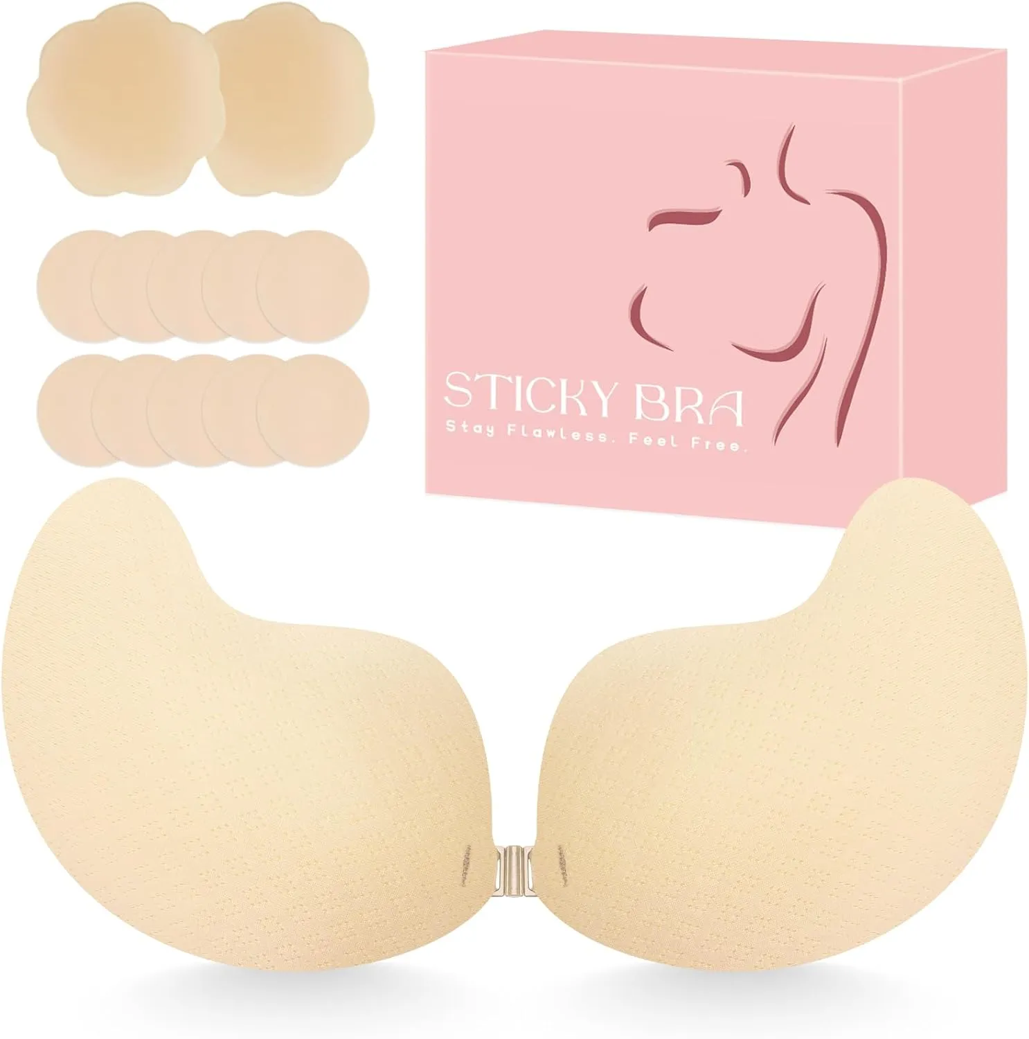 Klebe BH Push up Trägerloser Rückenfreier BH ohne Träger Klebe-BHS große Brust Sticky Unsichtbarer Strapless Bra Super …