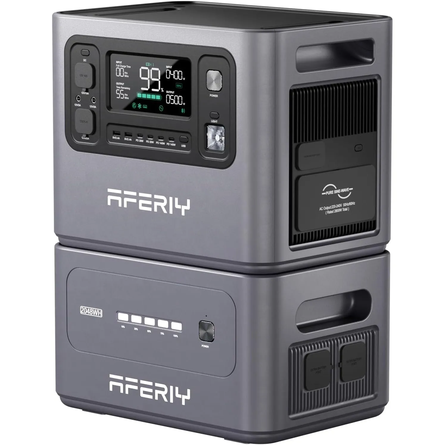 AFERIY 2800W Tragbare Powerstation 2048Whx2,Erweiterbar auf 1,24KWh,camping