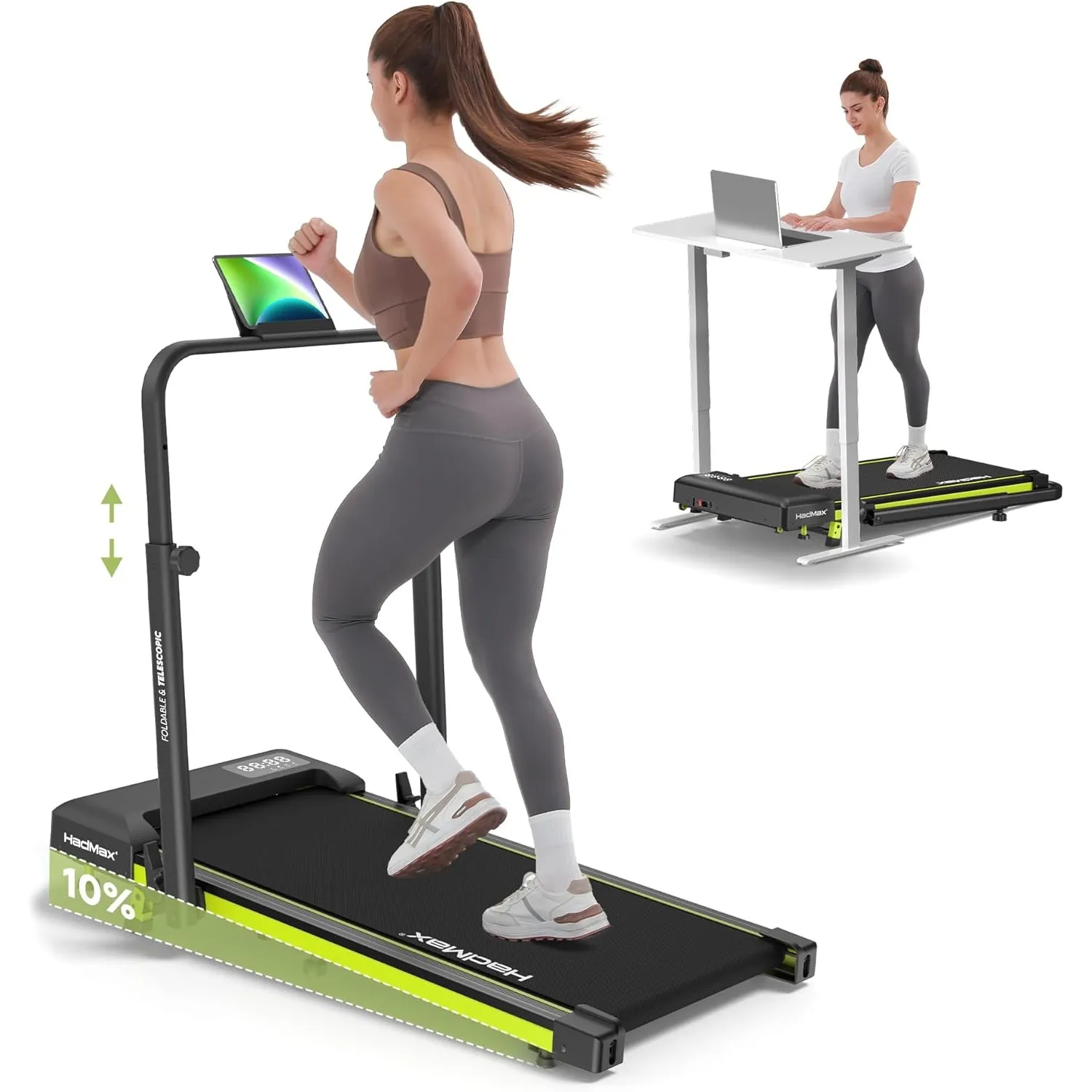 Walking Pad mit 10% Steigung 3,0 HP Laufband für Zuhause Klappbares mit Magnet-Fernbedienung,Leises Laufband-Schreibtis…