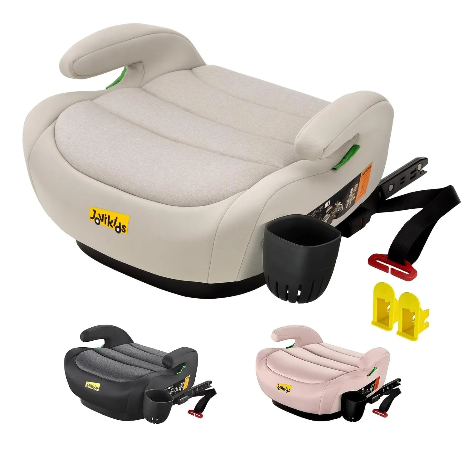 Jovikids Sitzerhöhung Auto Kinder ISOFIX, ECE R129 Kindersitzerhöhung 125-150cm, Verdickter Stoffbezug & Isofix Einführ…