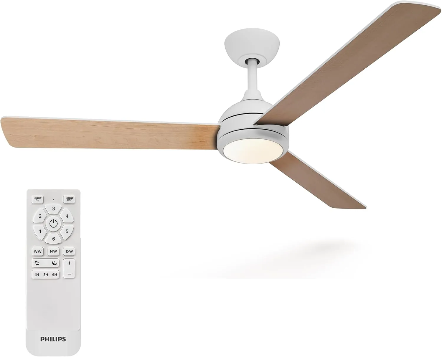 Philips Civx Deckenventilator mit LED-Beleuchtung, 3 Flügel, 132 cm Durchmesser, 2500 Lumen, drei Weißlichttöne (3000 K…