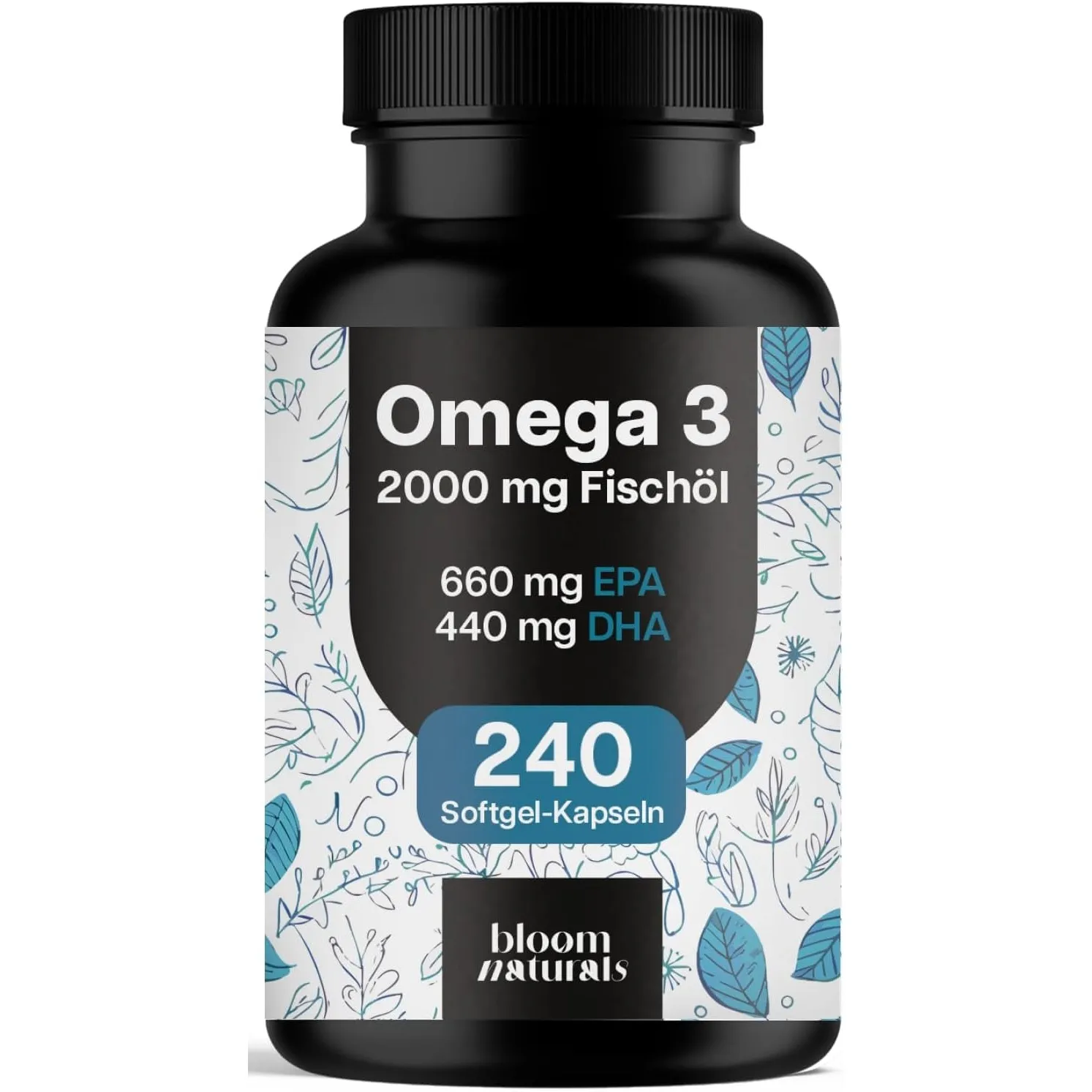 Omega 3 Kapseln hochdosiert 2000mg Fischöl – 240 Softgel-Kapseln –
