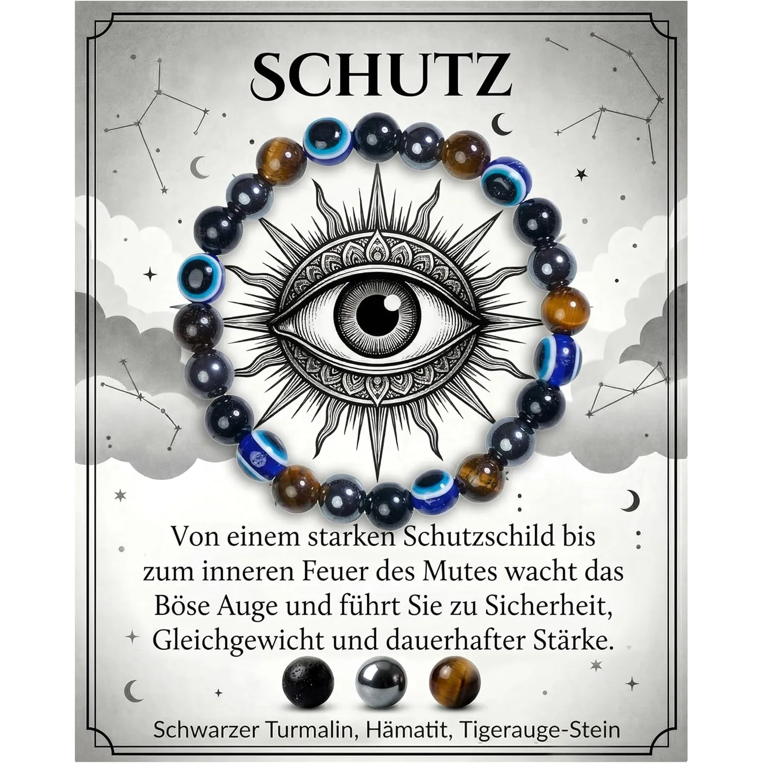 Bivei Heilstein Schutz Kristall Armband Damen | 8mm Perlenarmband, Dehnbares Armband Jewellery für Damen & Herren als G…