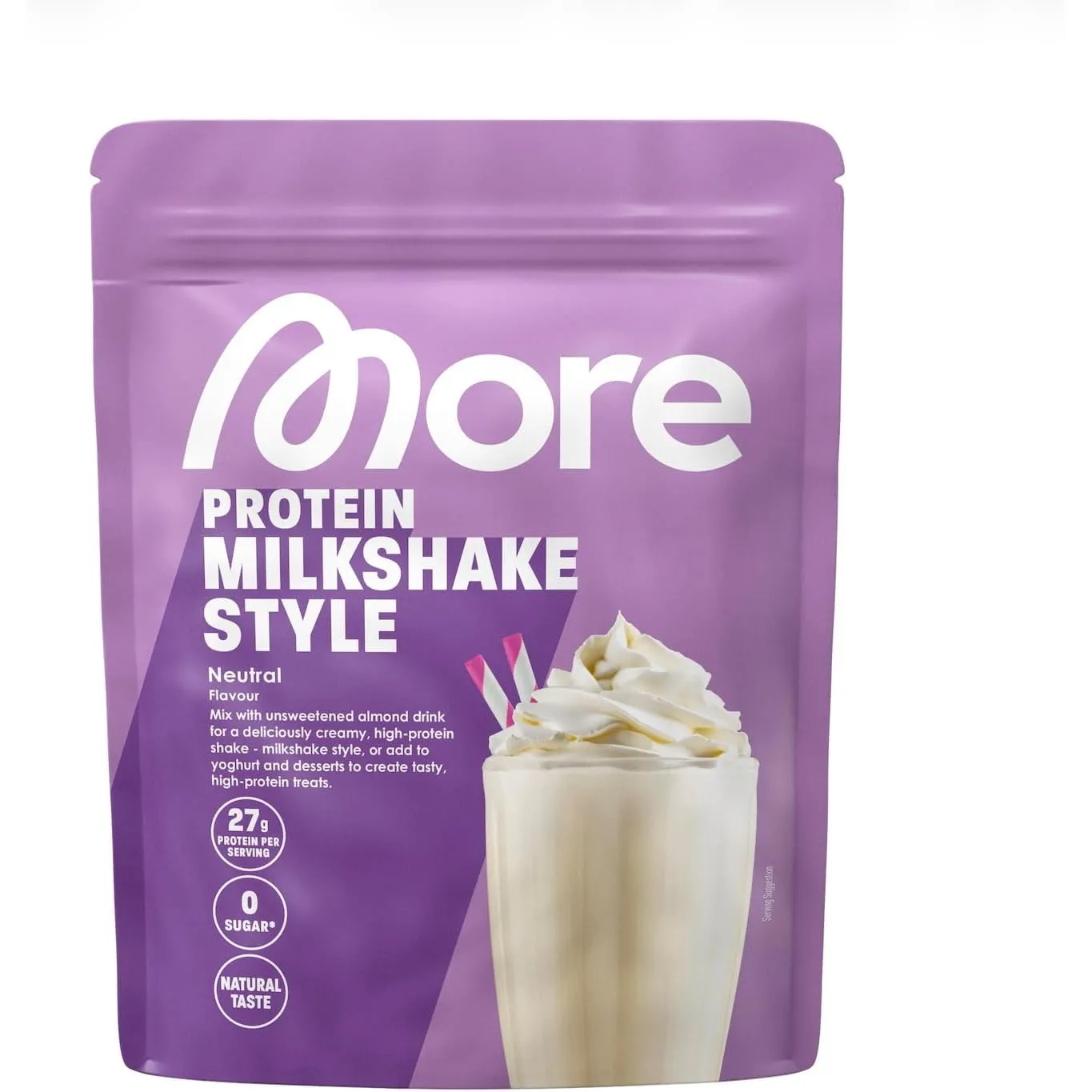 MORE Protein Milkshake, Neutral, 750 g, Mix aus Whey Konzentrat und Casein