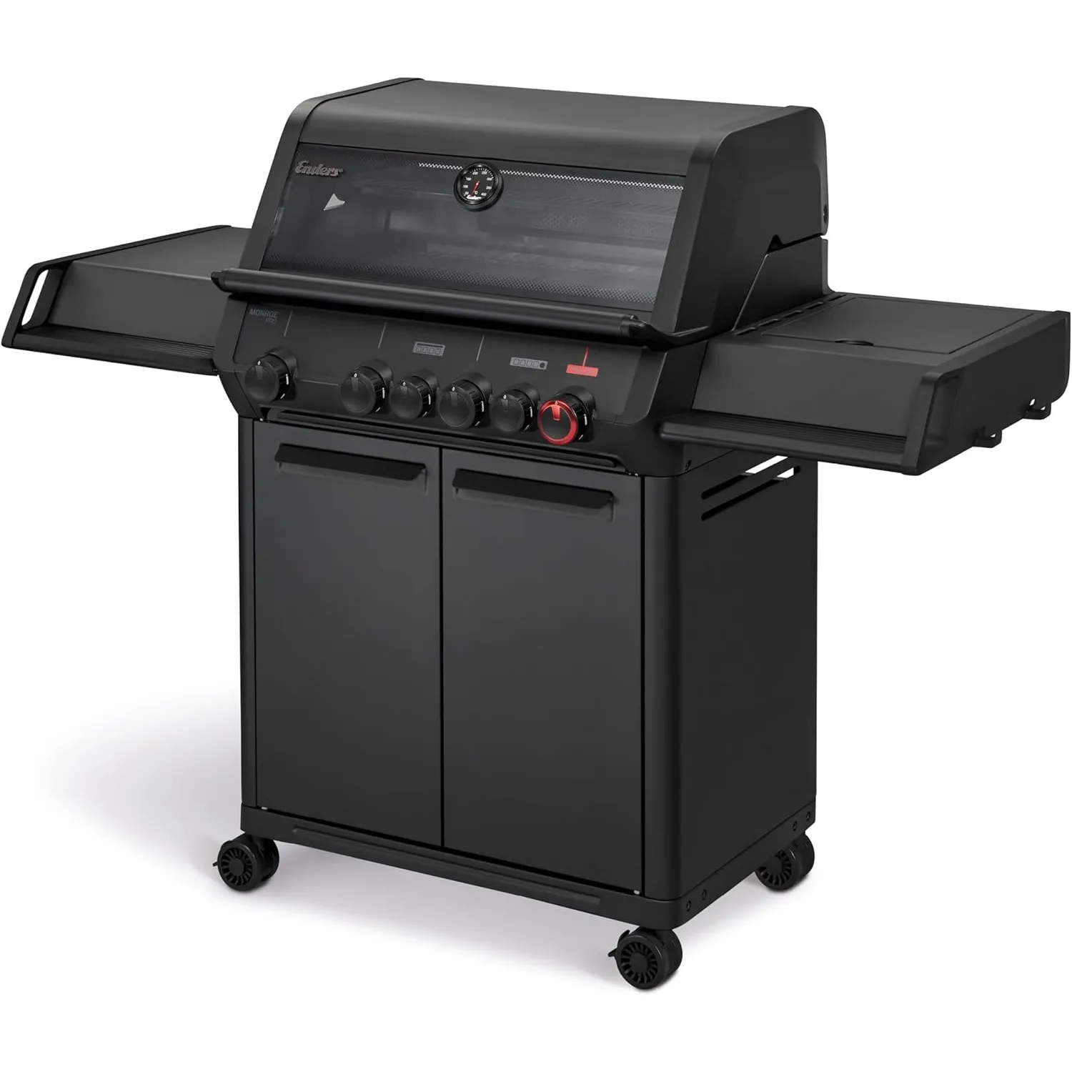 Enders® Gasgrill MONROE PRO 4 SIKR TURBO SHADOW, 4-Edelstahlbrenner, Seitenkocher, Infrarot-Backburner, Sichtfenster, H…