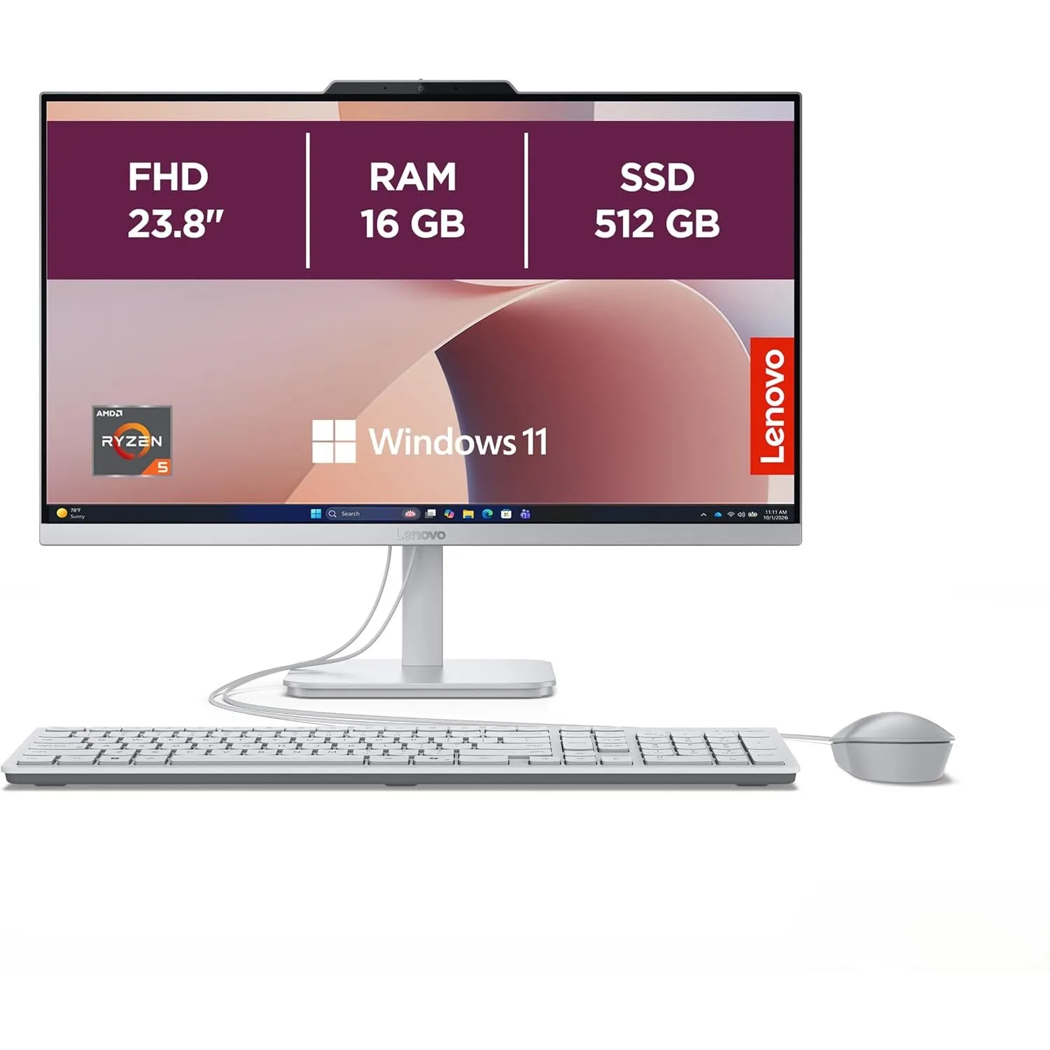 Lenovo IdeaCentre All-In-One | 23.8" FHD Display | Ryzen 5 40| 16GB| 512GB