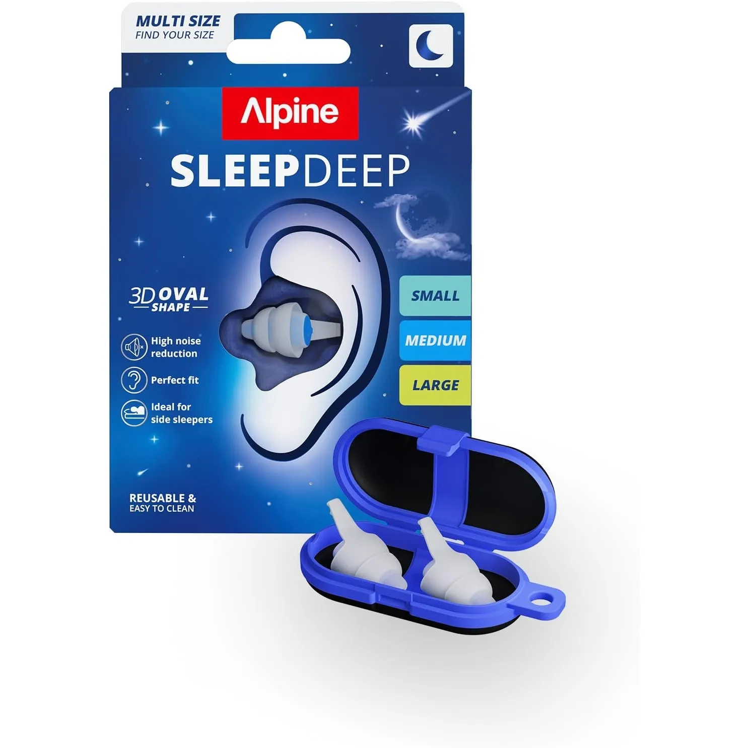 Alpine SleepDeep Ohrstöpsel zum Schlafen & Schnarchen, 3 Paar (S, M, L)