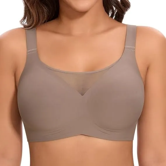 Jiuday BH Damen ohne Bügel Große Brüste Starker Halt Soft Jelly Bra Bügelloser Push Up Seitenträger BH Nahtloser Bequem…