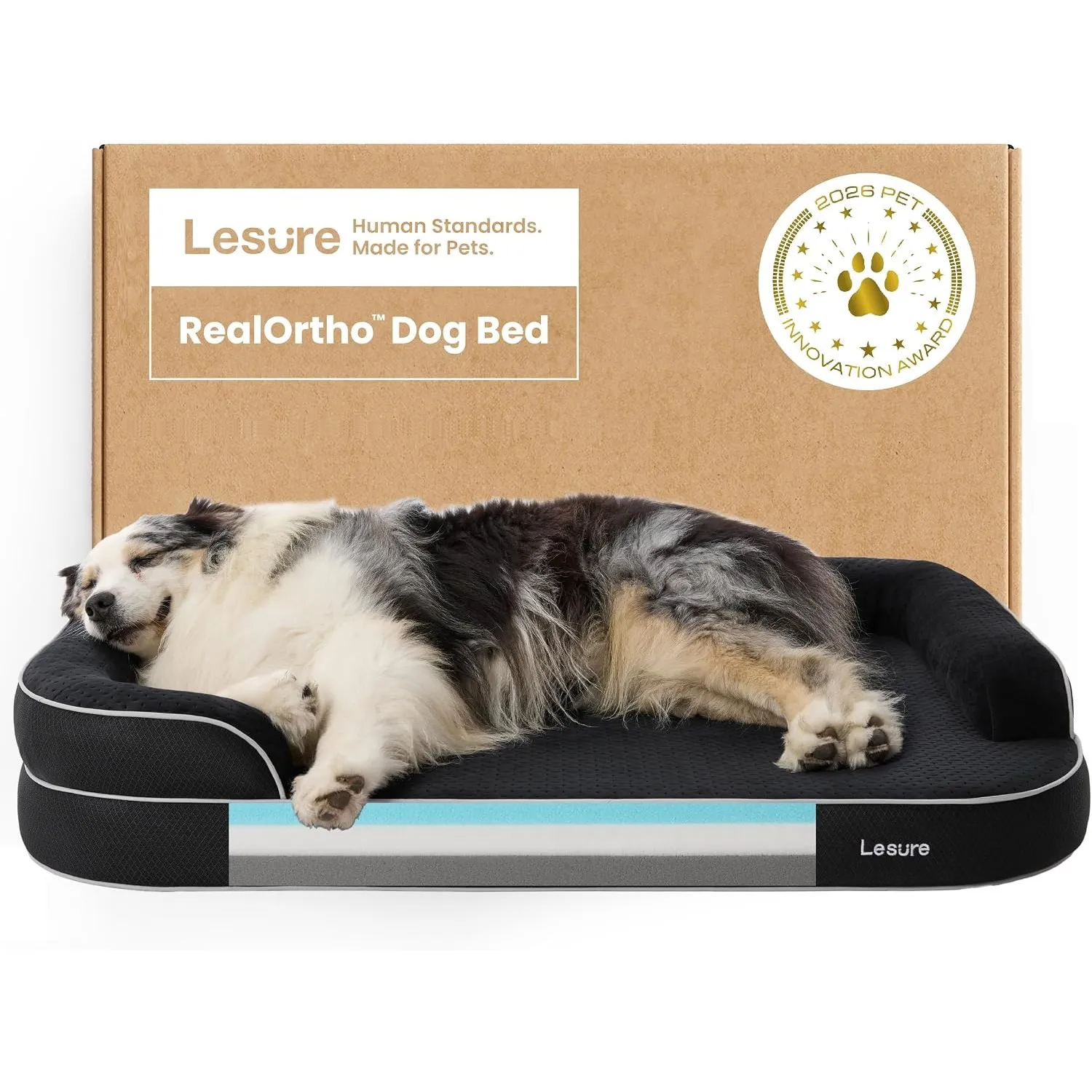 LE SURE RealOrtho™ Memory-Schaum Hundebett groß - orthopädisches Hundesofa