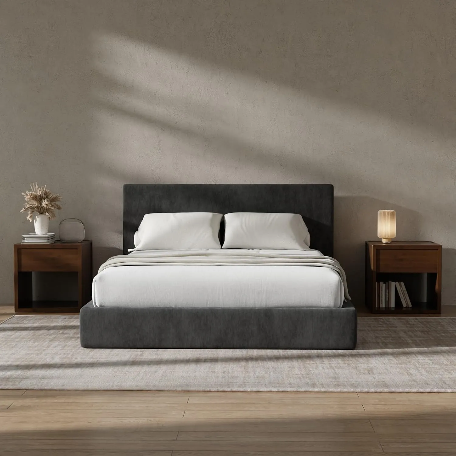 RECCI Cloud Polsterbett 140x200cm mit gepolstertem Kopfteil, 5 cm weiche Schaumstoffpolsterung, doppelbett ohne Boxspri…