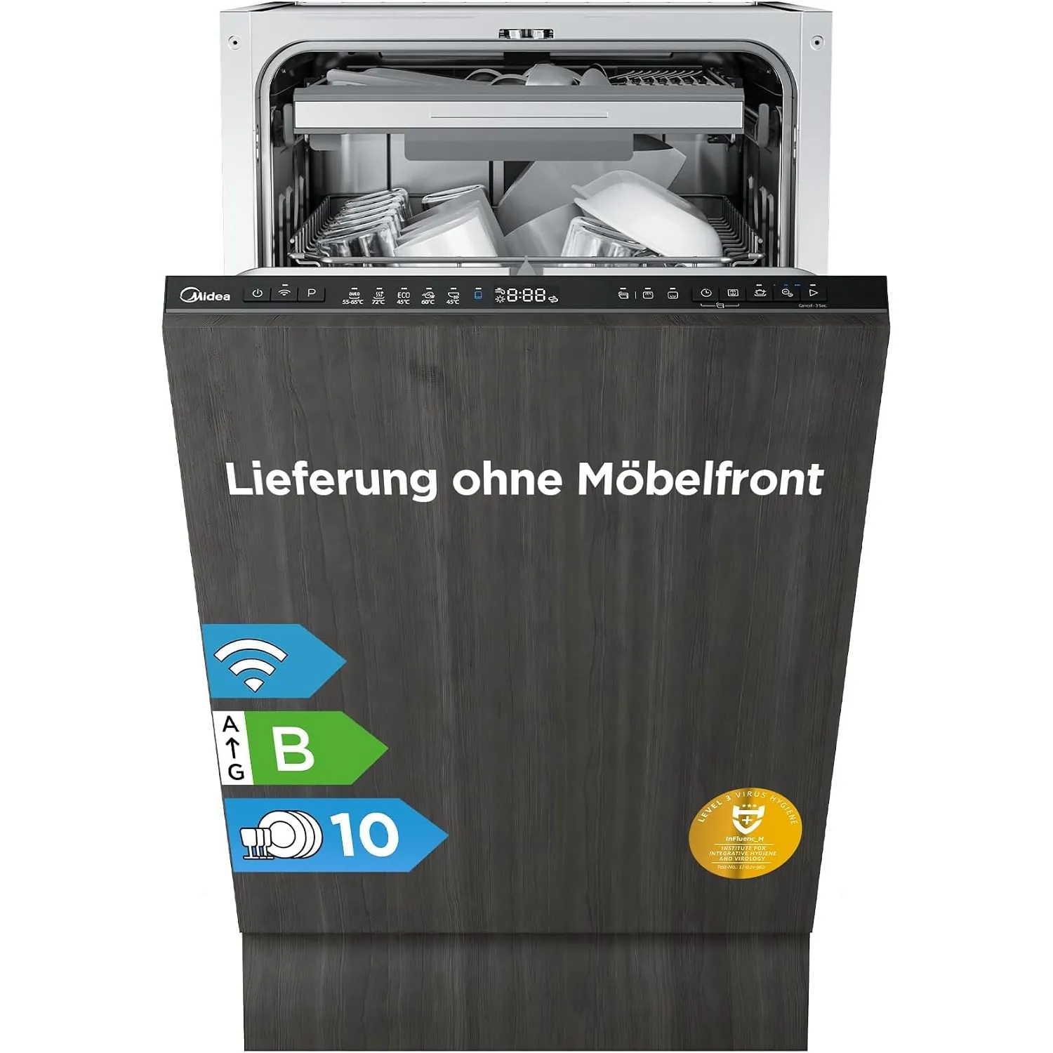 Midea Spülmaschine 45 cm Vollintegrierbar 10 Maßgedecke 42 dB Leise EEK B