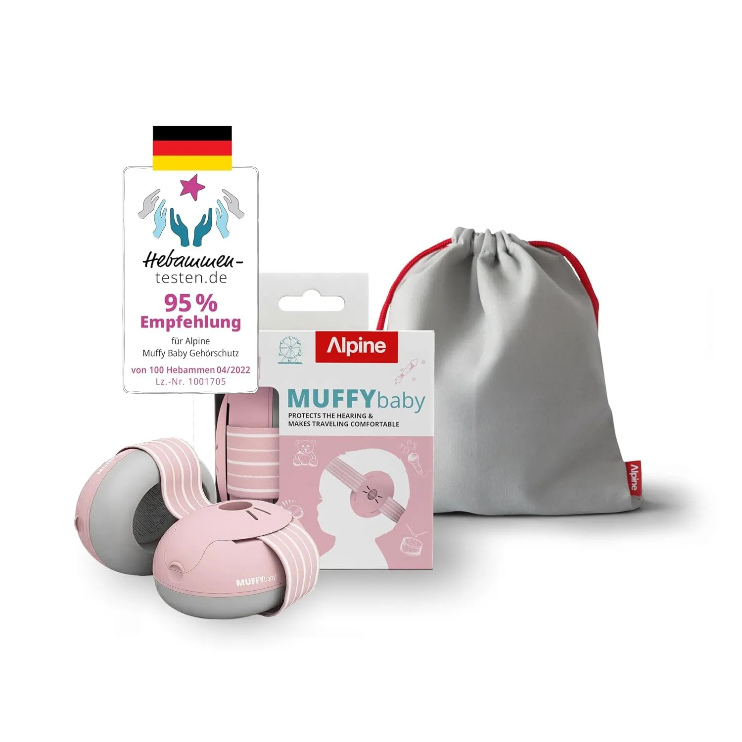 Alpine Muffy Baby Classic Gehörschutz Kopfhörer, 23dB, bis 4 Jahre, Rosa