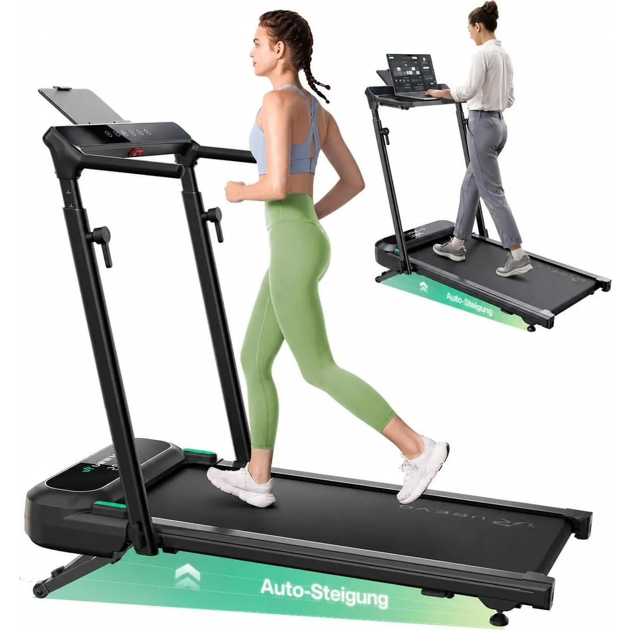 UREVO Smart Laufband mit Auto-Steigung und Schreibtisch-Workstation