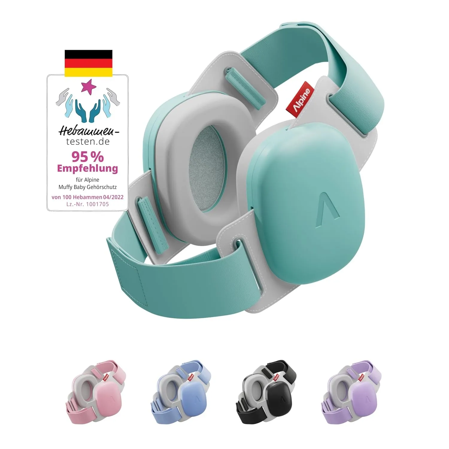 Alpine Muffy Baby Comfort Gehörschutz Kopfhörer, 24dB, bis 5 Jahre, Türkis
