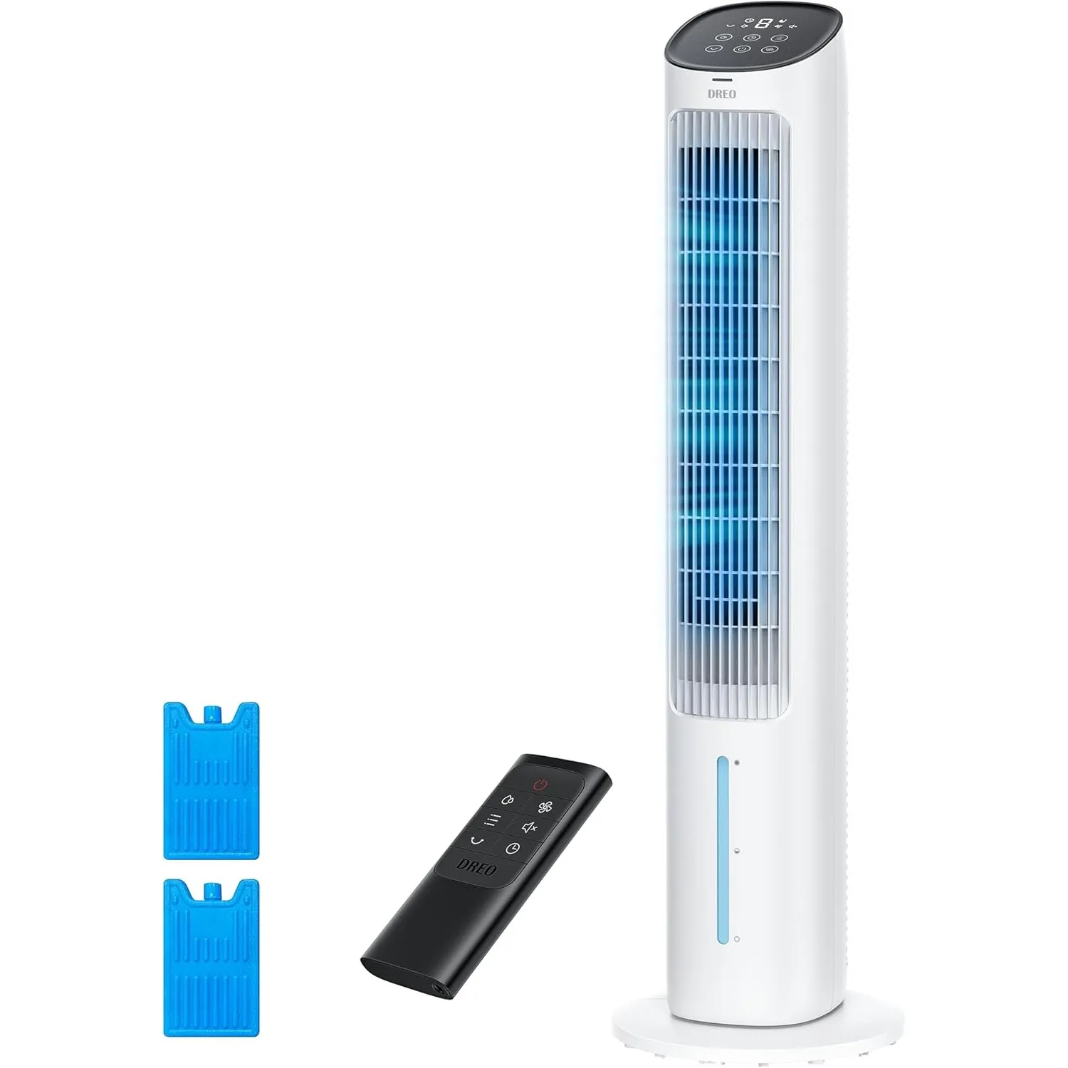 DREO Turmventilator mit Kühlung leise, Ventilator mit Wasserkühlung, 102 cm Luftkühler, Verdunstungskühler mit 80° Schw…
