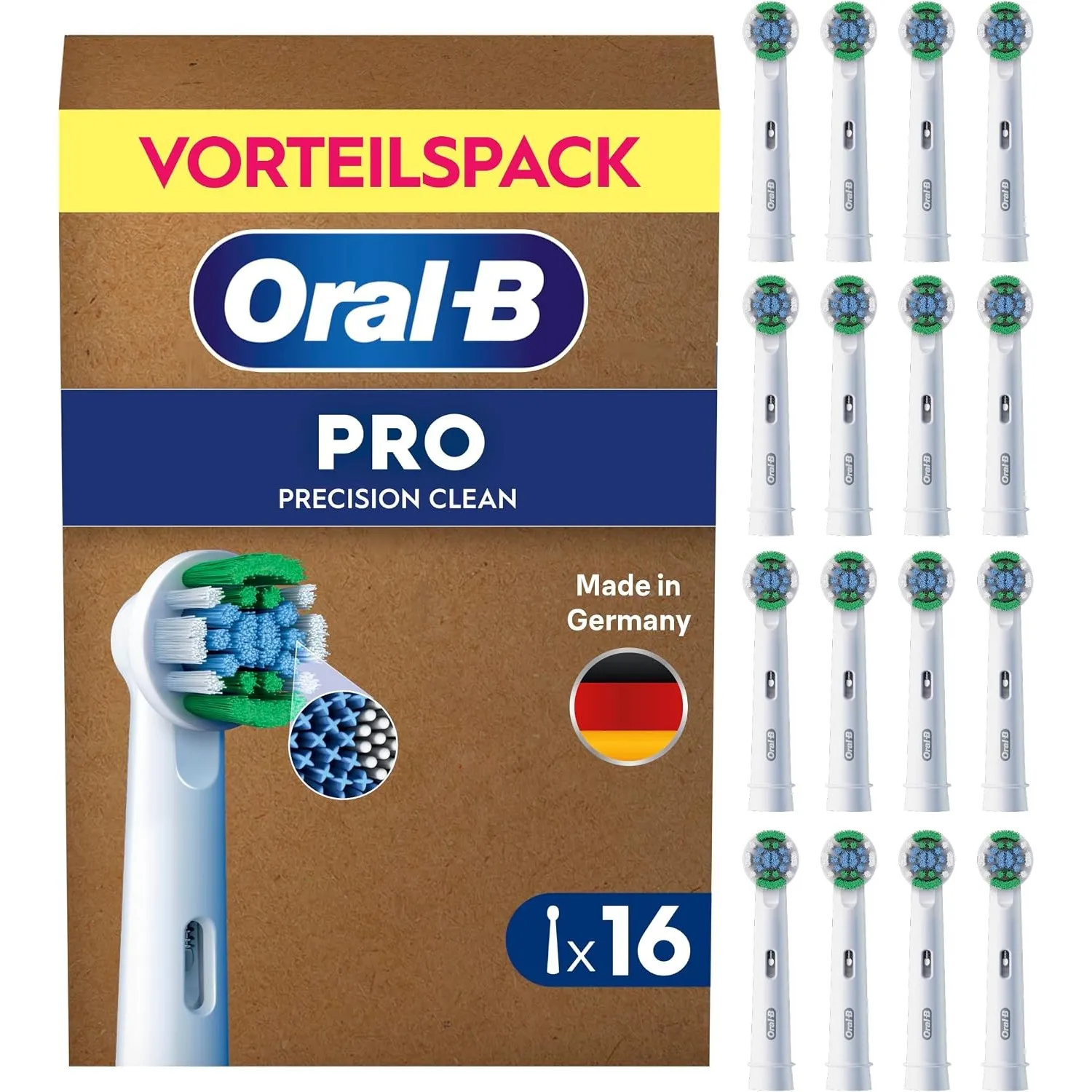 Oral-B Aufsteckbürsten PRO Precision Clean, Weiß, 16 Stück