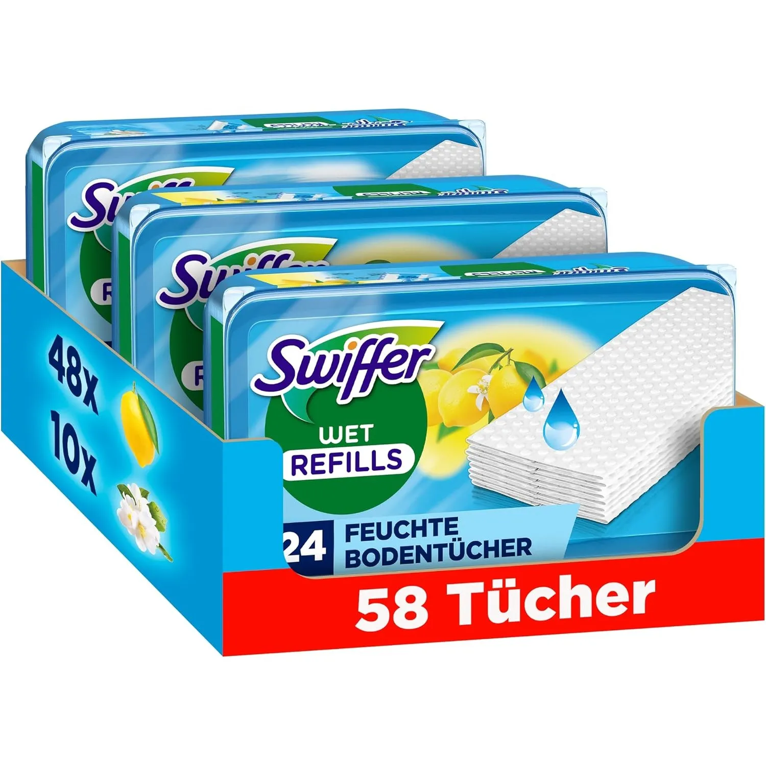 Swiffer Bodenwischer Nachfüller Wet, 58 Feuchte Tücher