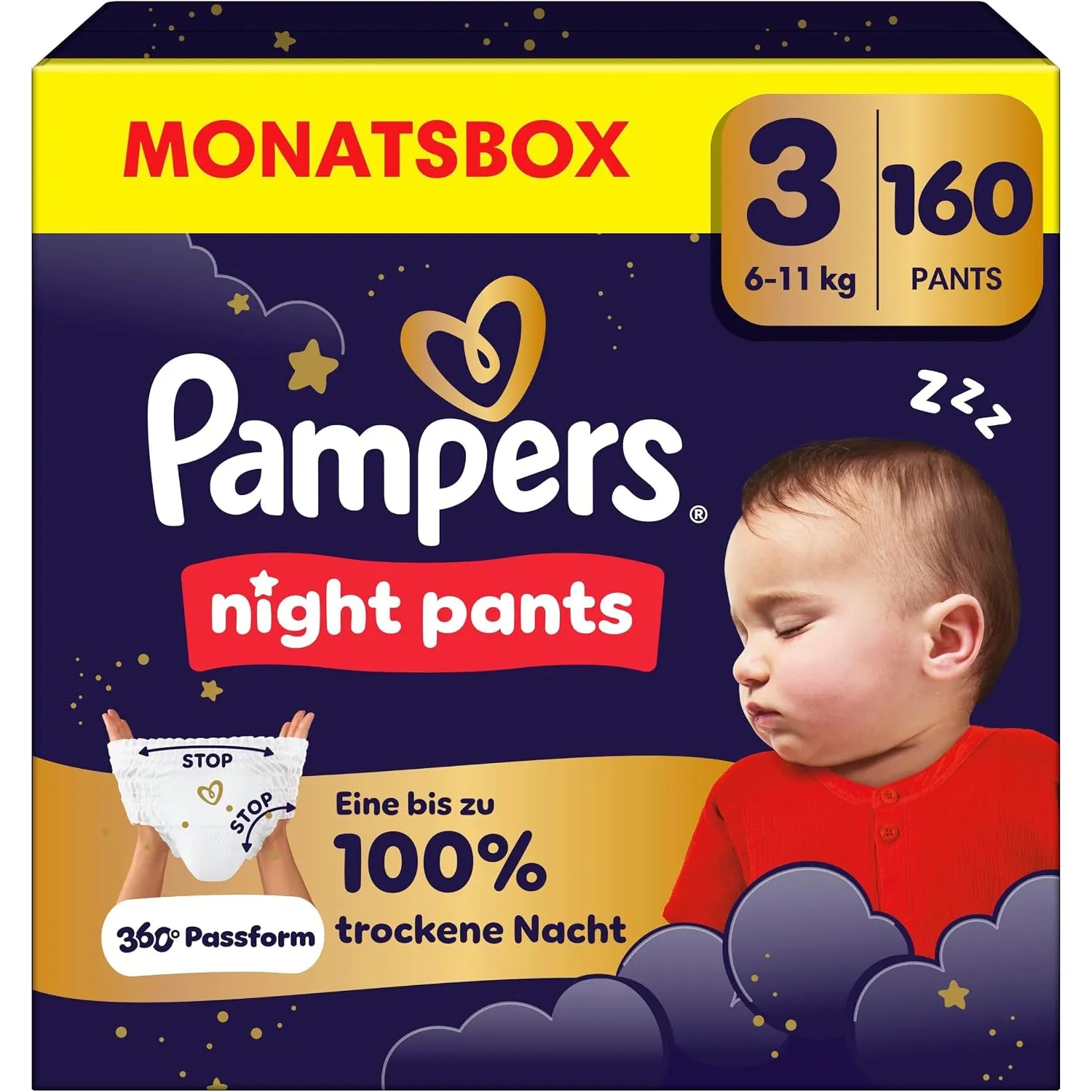 Pampers Night Pants Größe 3, 160 Windeln, 6kg-11kg