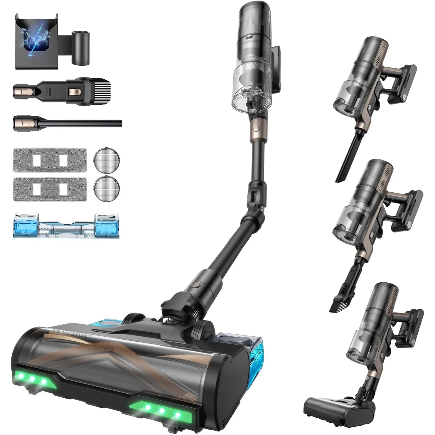 Proscenic P20+ Staubsauger mit Wischfunktion, 70 KPa 70 Mins 680W Akku Staubsauger Kabellos mit Selbststehend Wandlades…