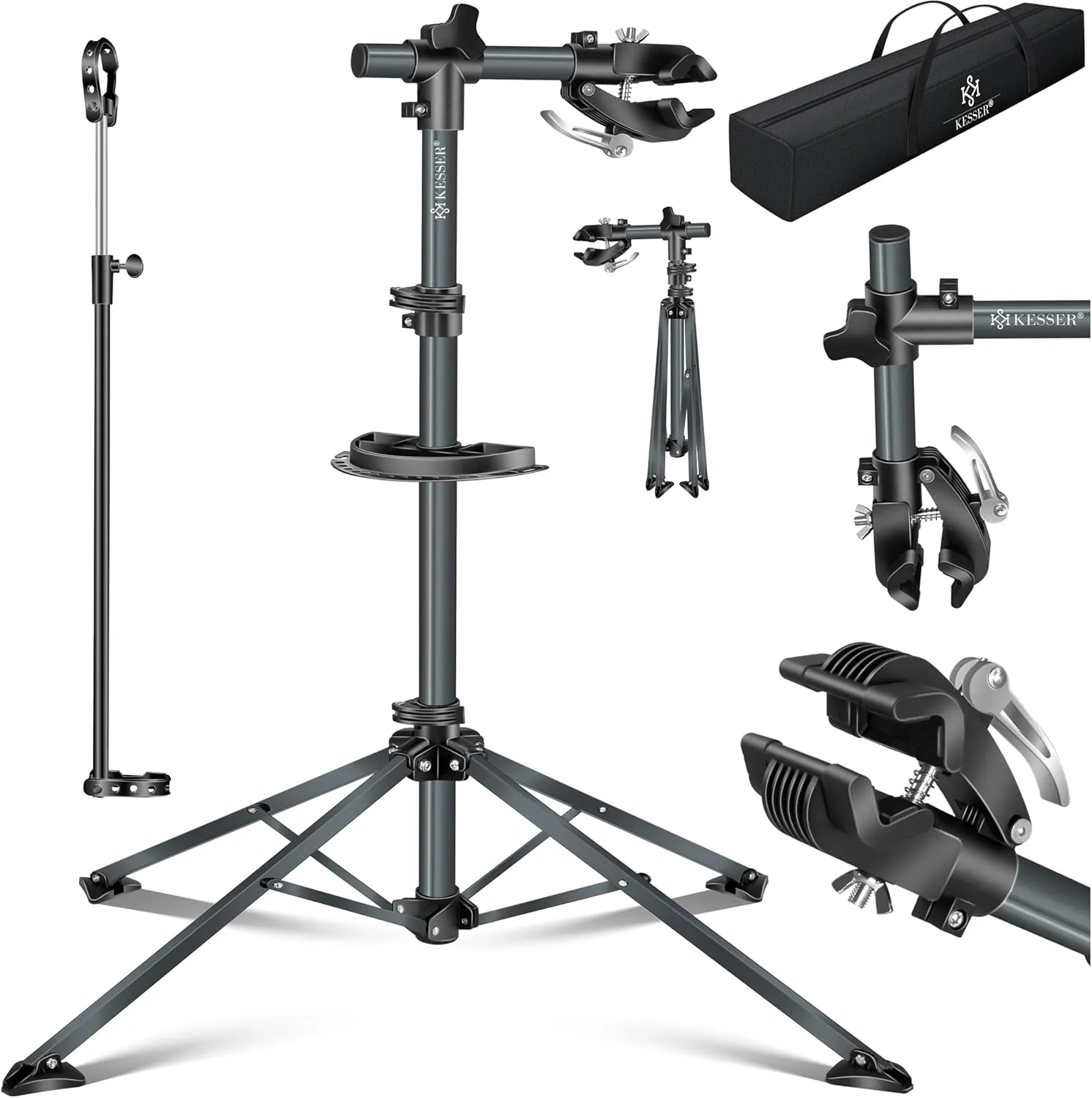 KESSER Bicycle Mounting Stand Professional Repair Stand Bicycle Stand + Bag Bicycle Repair Stand up to 30 kg Bicycle Re…